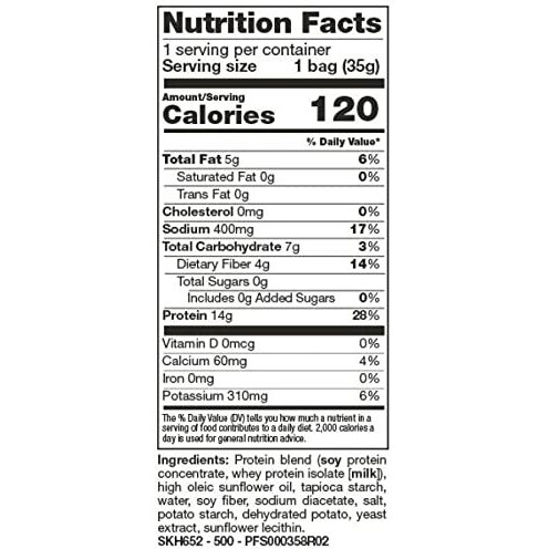Protiwise - Protein Chips | 7 Bags Healthy Delicious Diet Snack Control Gluten Free Low Calorie Carb High Fiber (Sea Salt & Vinegar), 1.23 Ounce (Pack Of 7)
