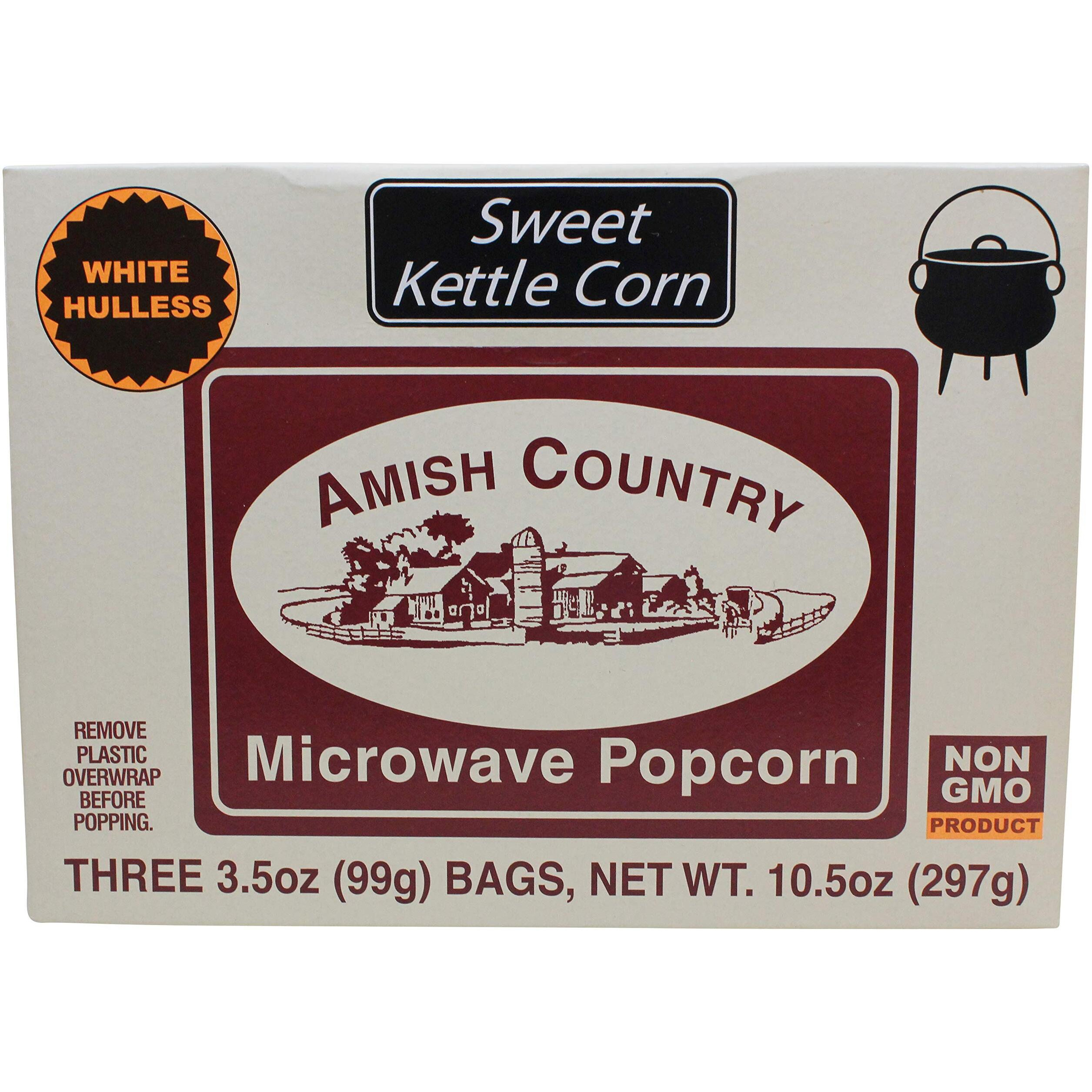 Amish Country Popcorn | Old Fashioned Microwave Popcorn | Non-Gmo, Gluten Free, Microwaveable And Kosher (Sweet Kettle Corn, 3 Pack)