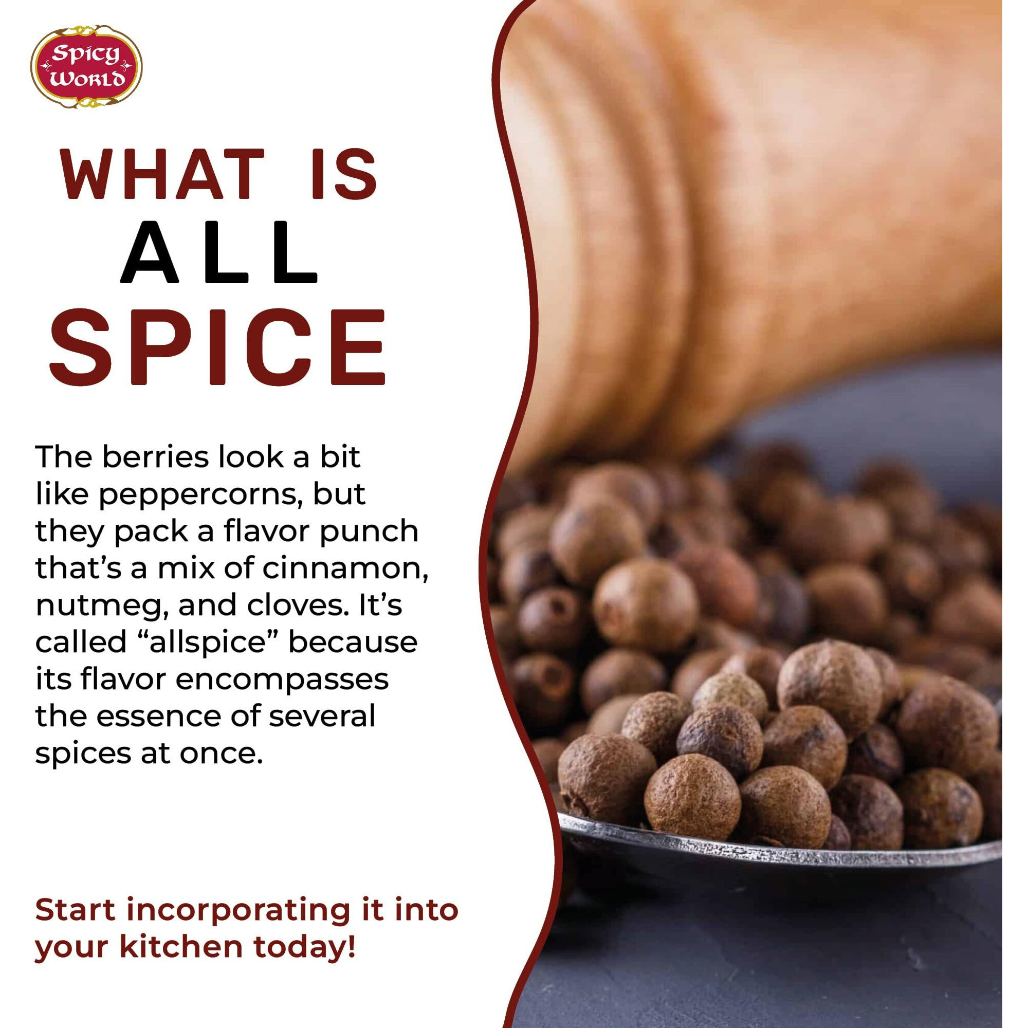 Allspice Whole Berries 5 Ounce Bag - By Spicy World (All Spice) | All Spice Pimento Jamaica Pepper For Cooking & Seasoning | Versatile Berry For Curries, Soups And Even Pastries