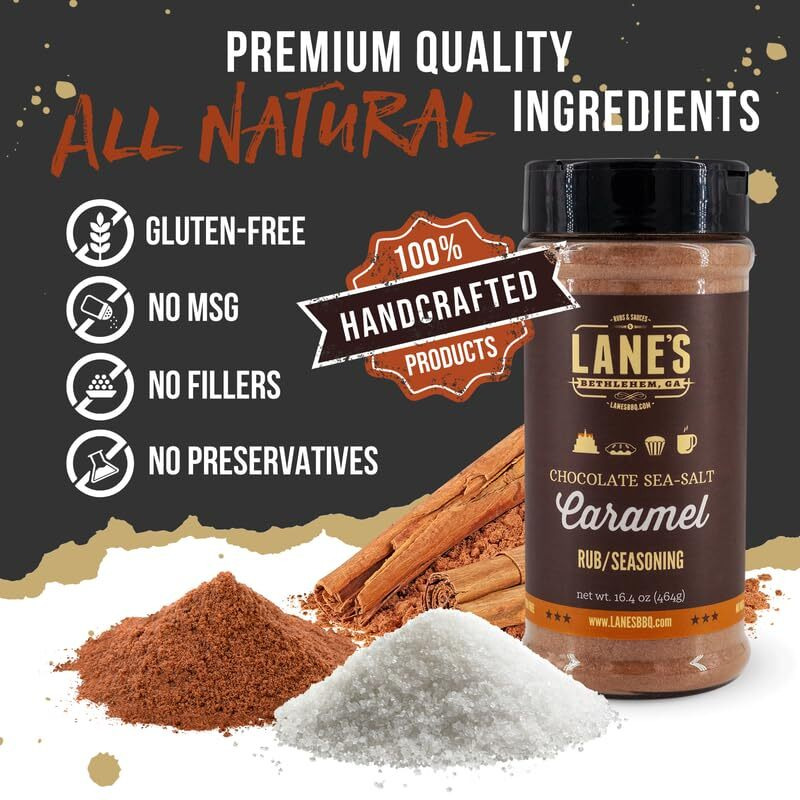 Lane's Chocolate Sea-Salt Caramel Seasoning, All-Natural Sea Salt Caramel Chocolate Seasoning For Cake, Hot Beverages & Popcorn Flavoring Seasoning, No Msg, No Preservatives, Gluten-Free, 16.4 Oz