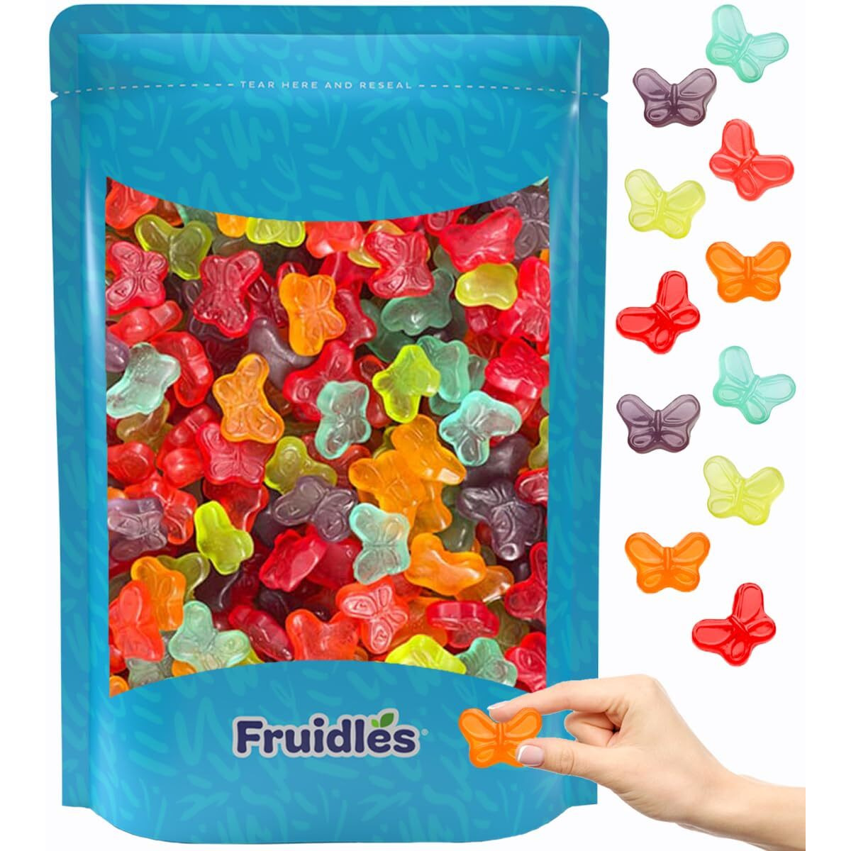 Fruidles Mini Butterflies Gummy Candy, Assorted Fruit Flavors, Allergy Friendly, Non-Gmo, No Artificial Sweeteners (2 Pounds)