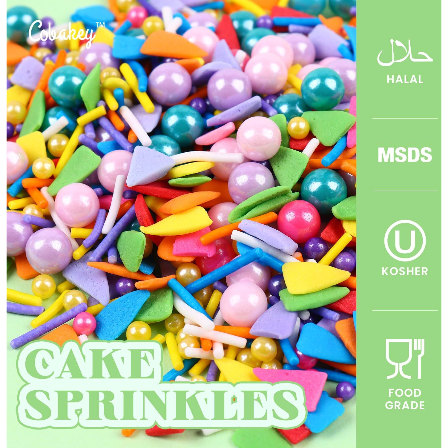 Rainbow Sprinkles For Cake Decorating 4.23Ounce - Colored Pearl Sprinkles For Cupcake Toppers, Ice Cream, Candy, Cookie Decorations - Birthday & Holiday Party Supplies