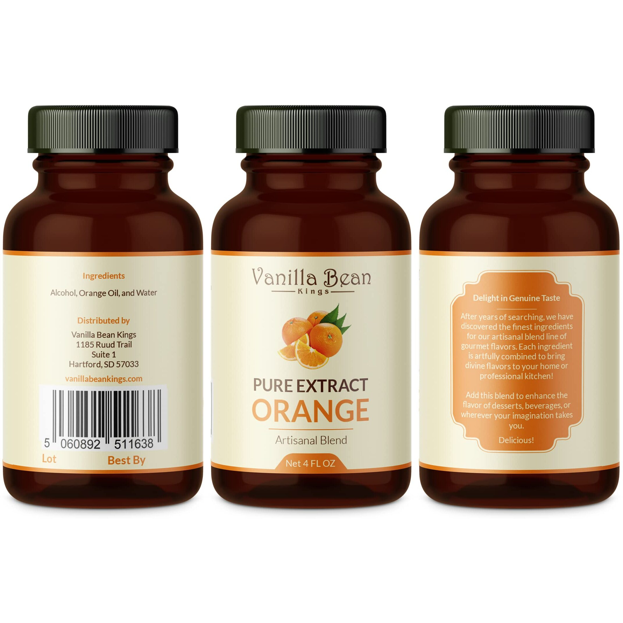 Pure Orange Extract For Baking And Flavoring - 4 Oz - Premium Quality Natural Flavors For Baked Goods, Desserts, & Cooking