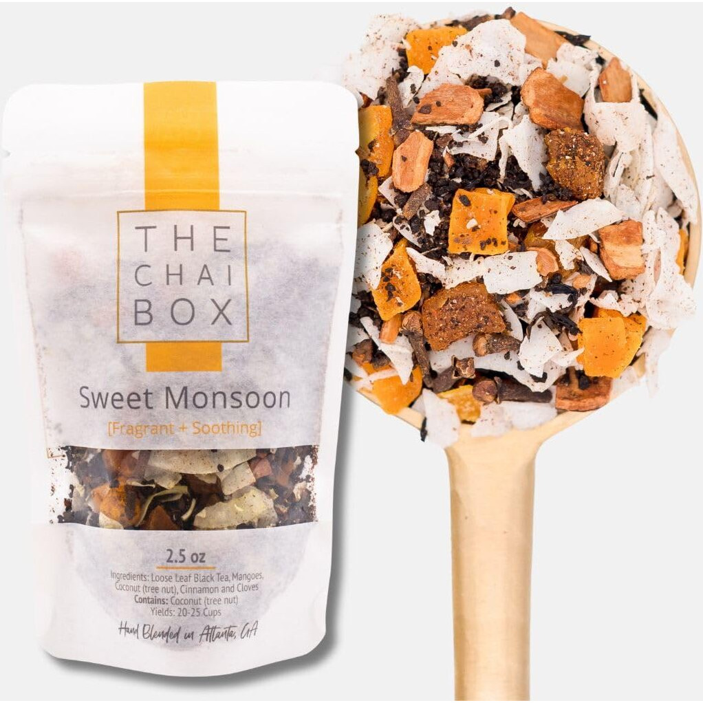 The Chai Box - Sweet Monsoon - Premium Chai Tea - Featured In Oprah's Favorite Things - Loose Leaf Black Tea W/Sweet Mangoes, Luscious Coconut, Cinnamon And Clove - 2.5Oz