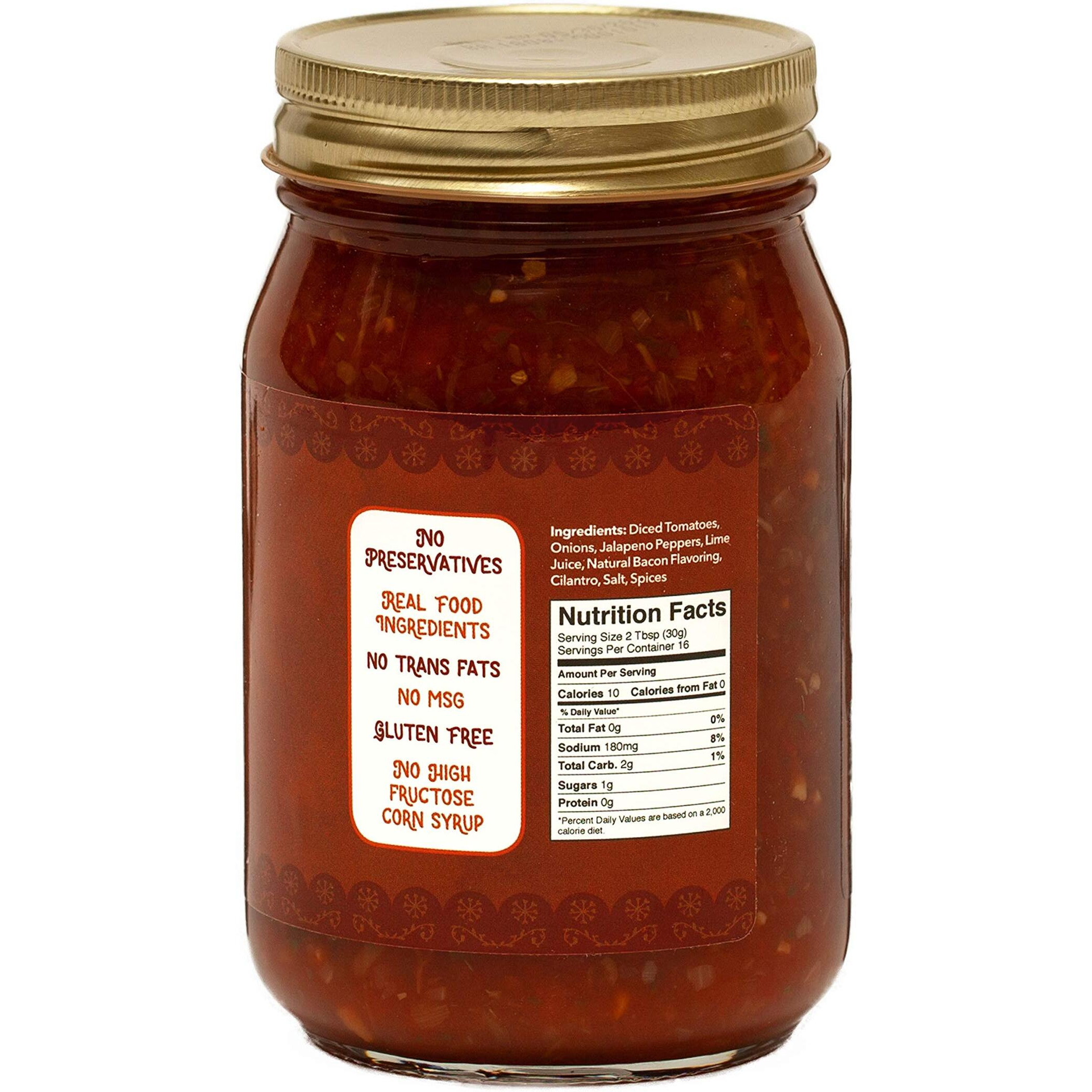 Green Jay Gourmet Bacon Salsa - Medium Heat Salsa With Natural Bacon & Jalapeno Peppers - Gourmet Salsa Dip With No Preservatives - Gluten-Free, Msg-Free, Small Batch Natural Salsa Sauce - 17 Ounces