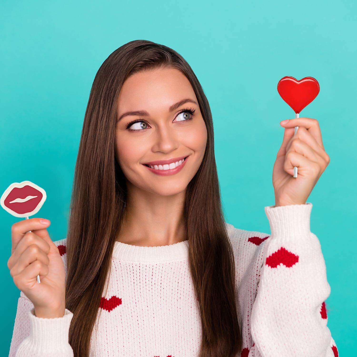 Fruidles Valentine's Lollipop Party Mix, Hearts, Lips N' Swirls Mixed Fruit Flavor Assortment, Individually Wrapped Assorted Half-Pound
