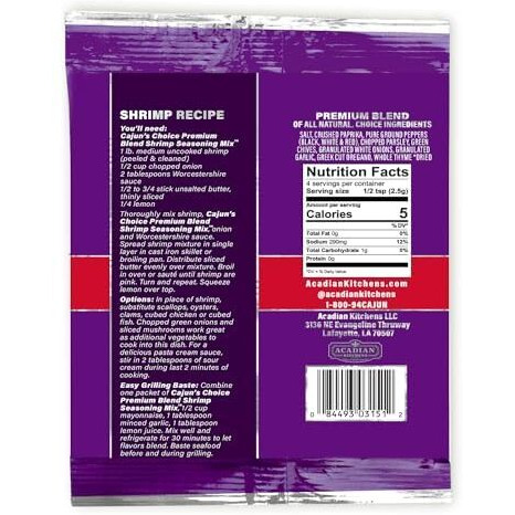 Cajun Shrimp Seasoning Mix .3 Oz Cajun's Choice Louisiana Foods (Pack Of 6)