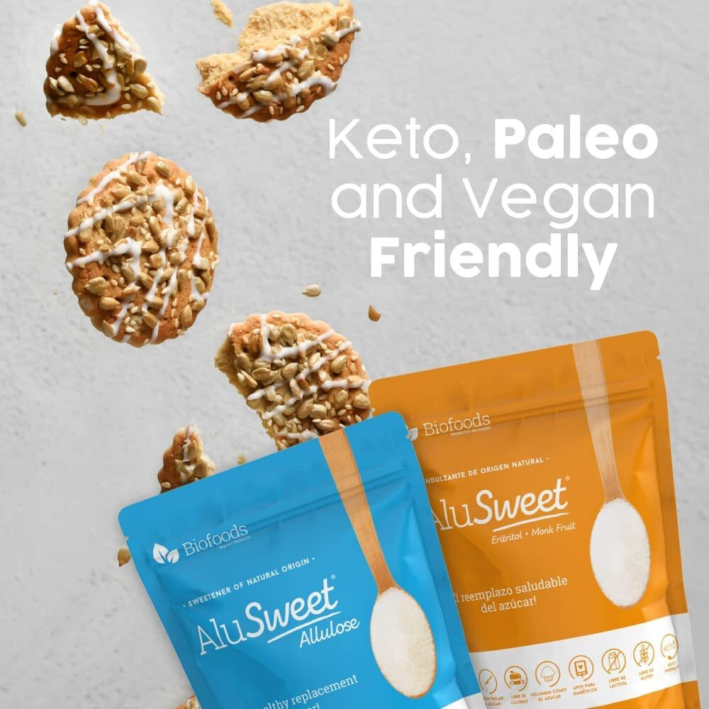 Alusweet 2-Pack Kit Includes (1) Allulose Zero Calorie Sweetener & (1) Allulose Monk Fruit & Erythritol Sweetener - 24 Oz - 11 Sugar Substitute, Keto-Friendly, Organic, Plant-Based Substitute