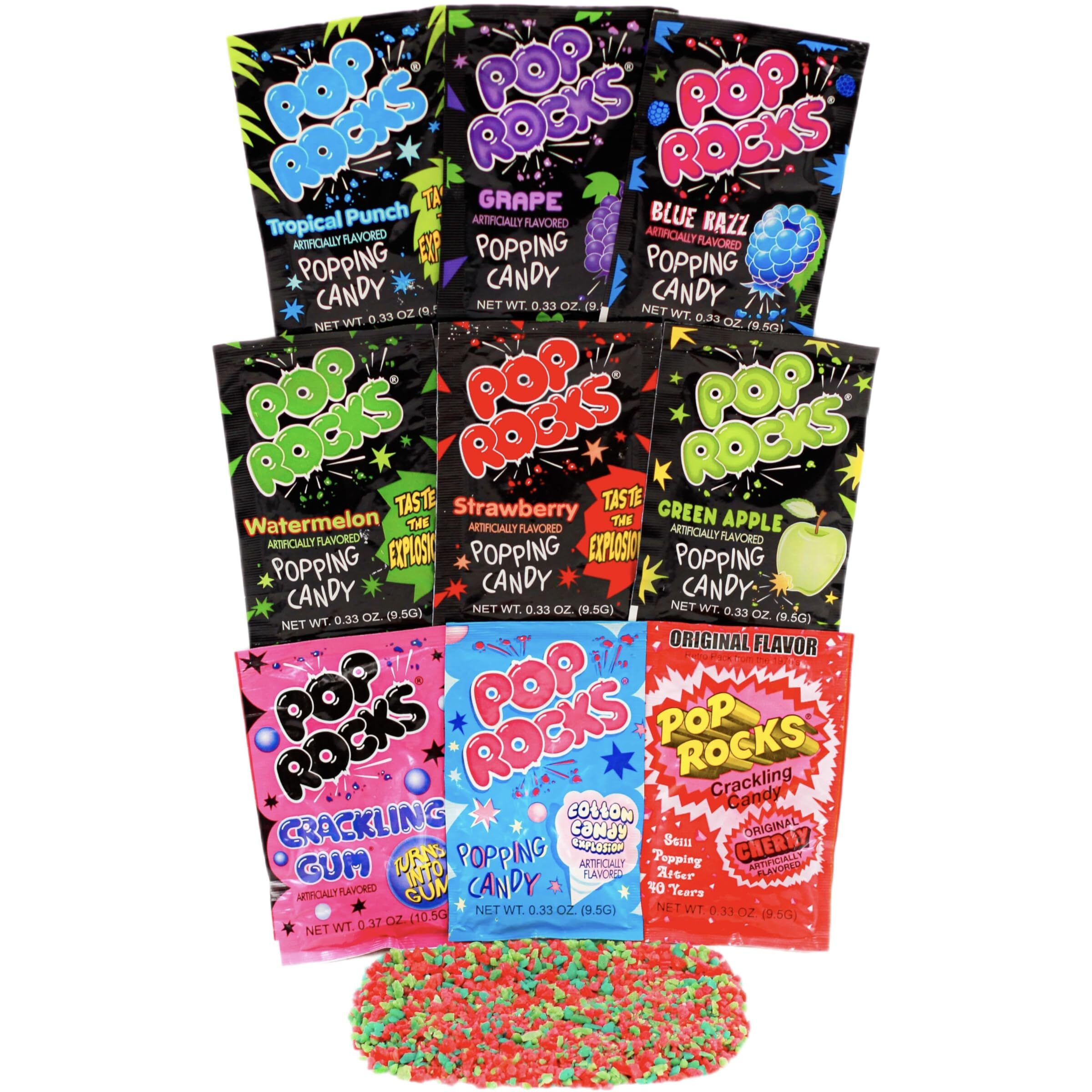 Pop Rocks (9 Pack) -9 Individually Wrapped Packets Of Pop Rocks Candies - 9 Assorted Flavors Of Crackling Popping Candys