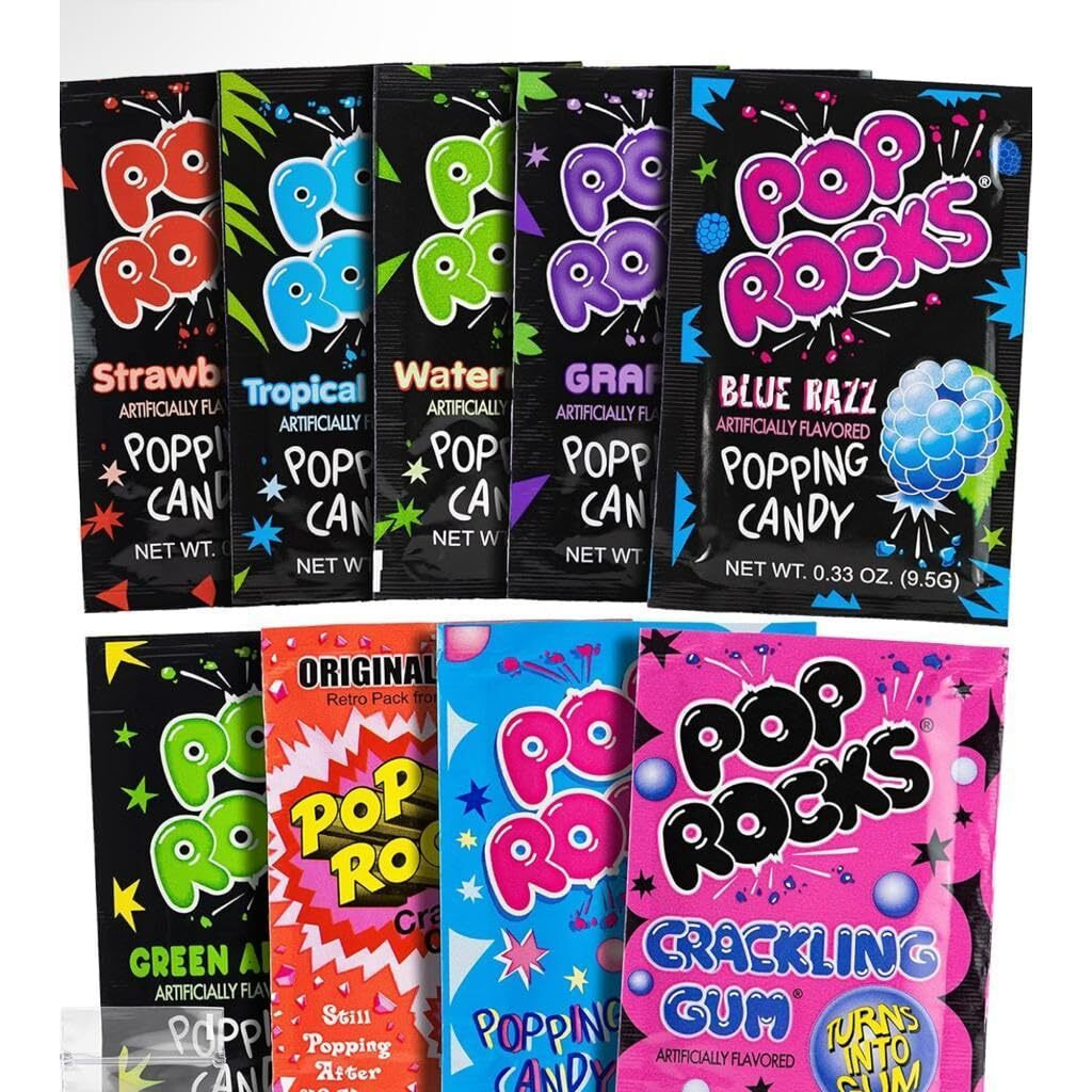 Pop Rocks (9 Pack) -9 Individually Wrapped Packets Of Pop Rocks Candies - 9 Assorted Flavors Of Crackling Popping Candys