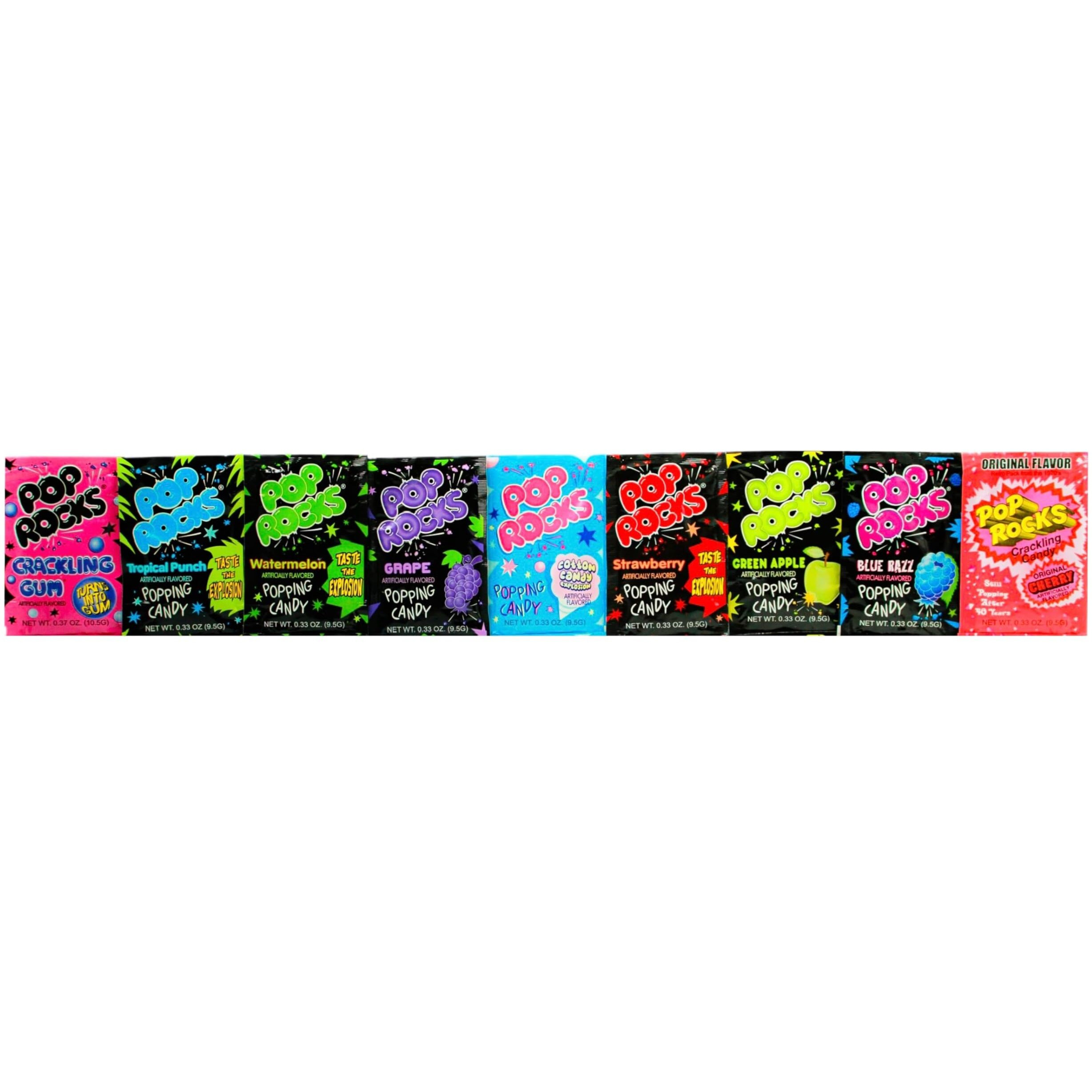 Pop Rocks (9 Pack) -9 Individually Wrapped Packets Of Pop Rocks Candies - 9 Assorted Flavors Of Crackling Popping Candys