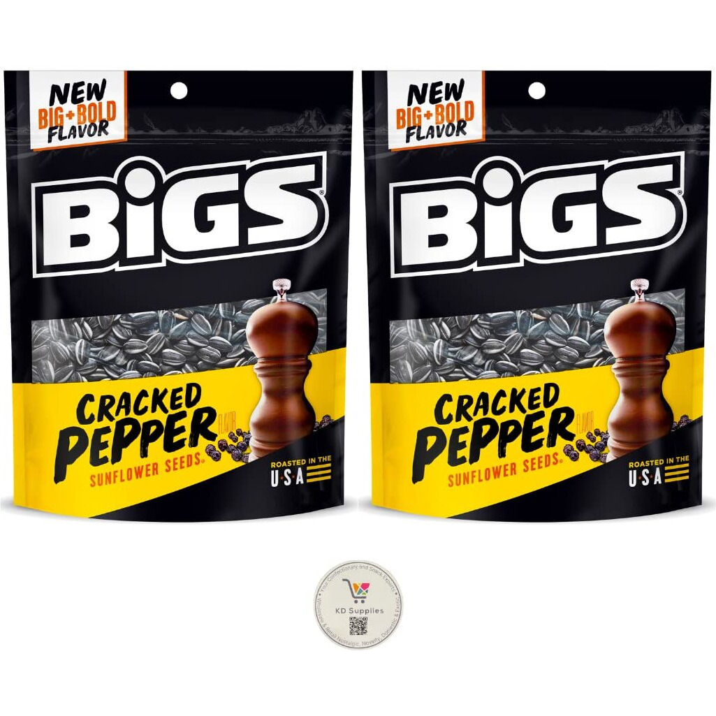 Bigs Sunflower Seeds, Keto Friendly 5.35 Oz Bags (Pack Of 2) (Sea Salt & Black Pepper)