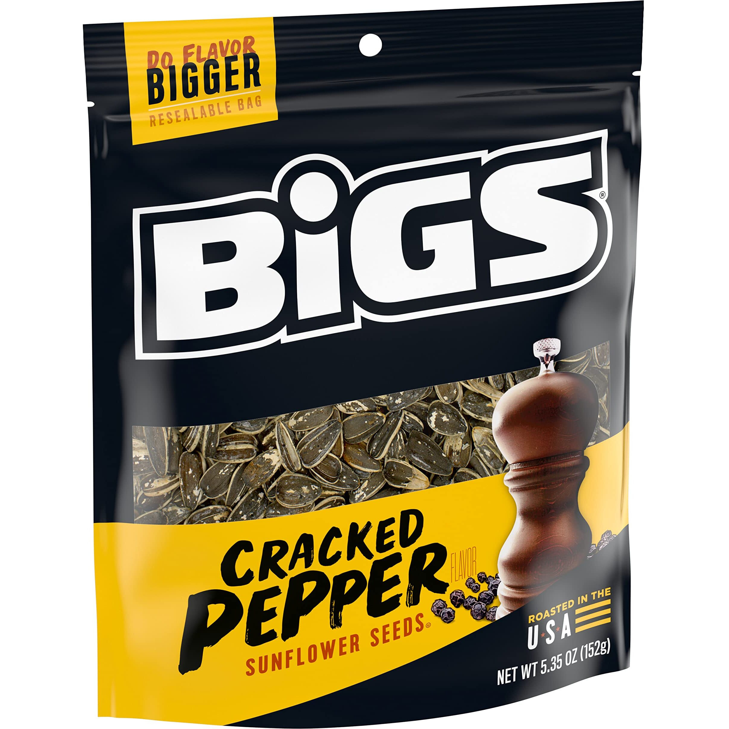 Bigs Sunflower Seeds, Keto Friendly 5.35 Oz Bags (Pack Of 2) (Sea Salt & Black Pepper)