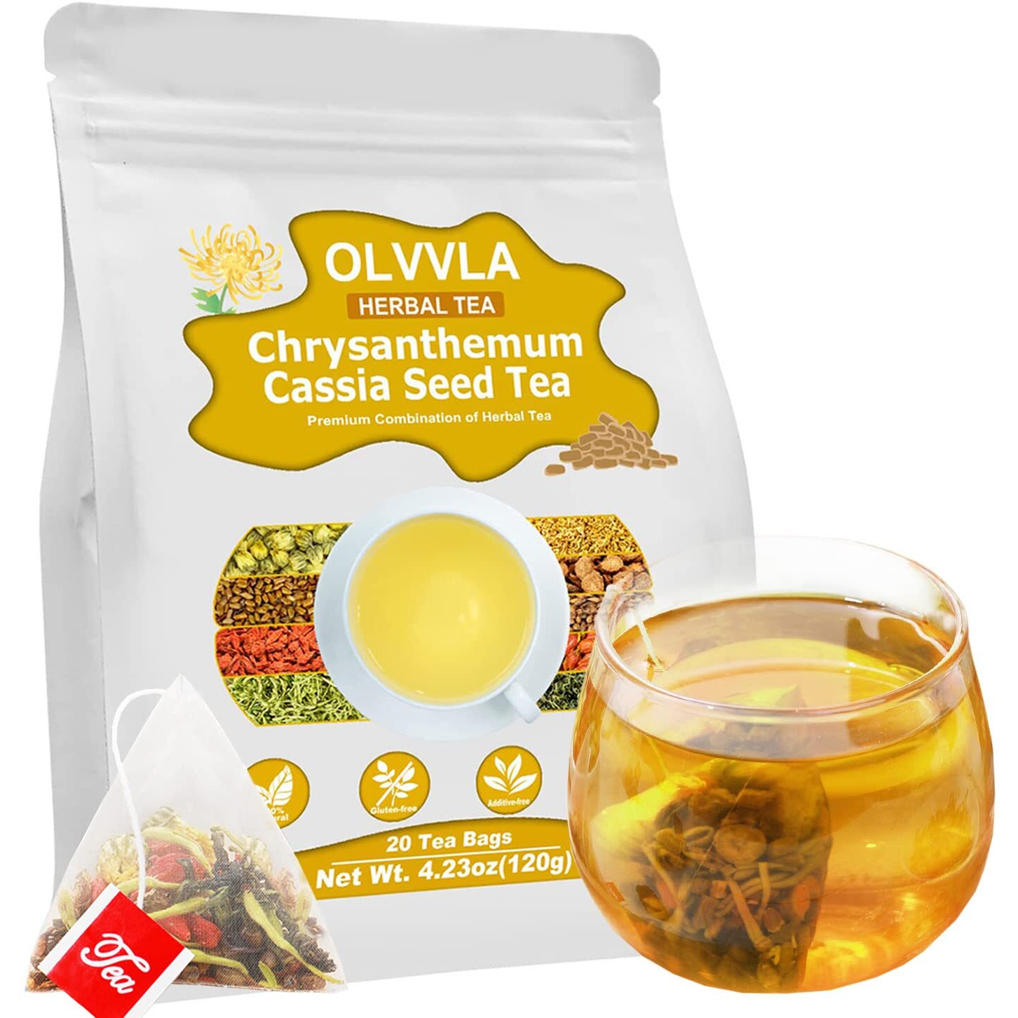 Olvvla - Liver Care Tea - 6G X 20 Count Tea Bags - Chrysanthemum Cassia Seed Tea For Healthy Liver - Daily Liver Nourishing Tea - Liver Detox & Stress Relief