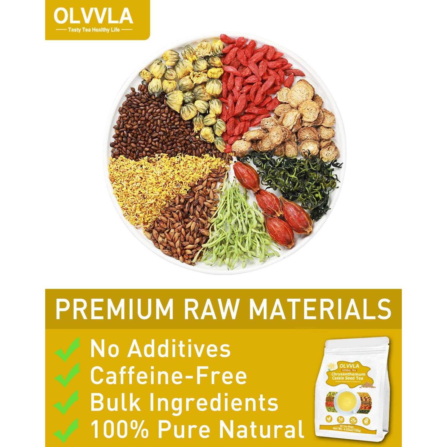 Olvvla - Liver Care Tea - 6G X 20 Count Tea Bags - Chrysanthemum Cassia Seed Tea For Healthy Liver - Daily Liver Nourishing Tea - Liver Detox & Stress Relief