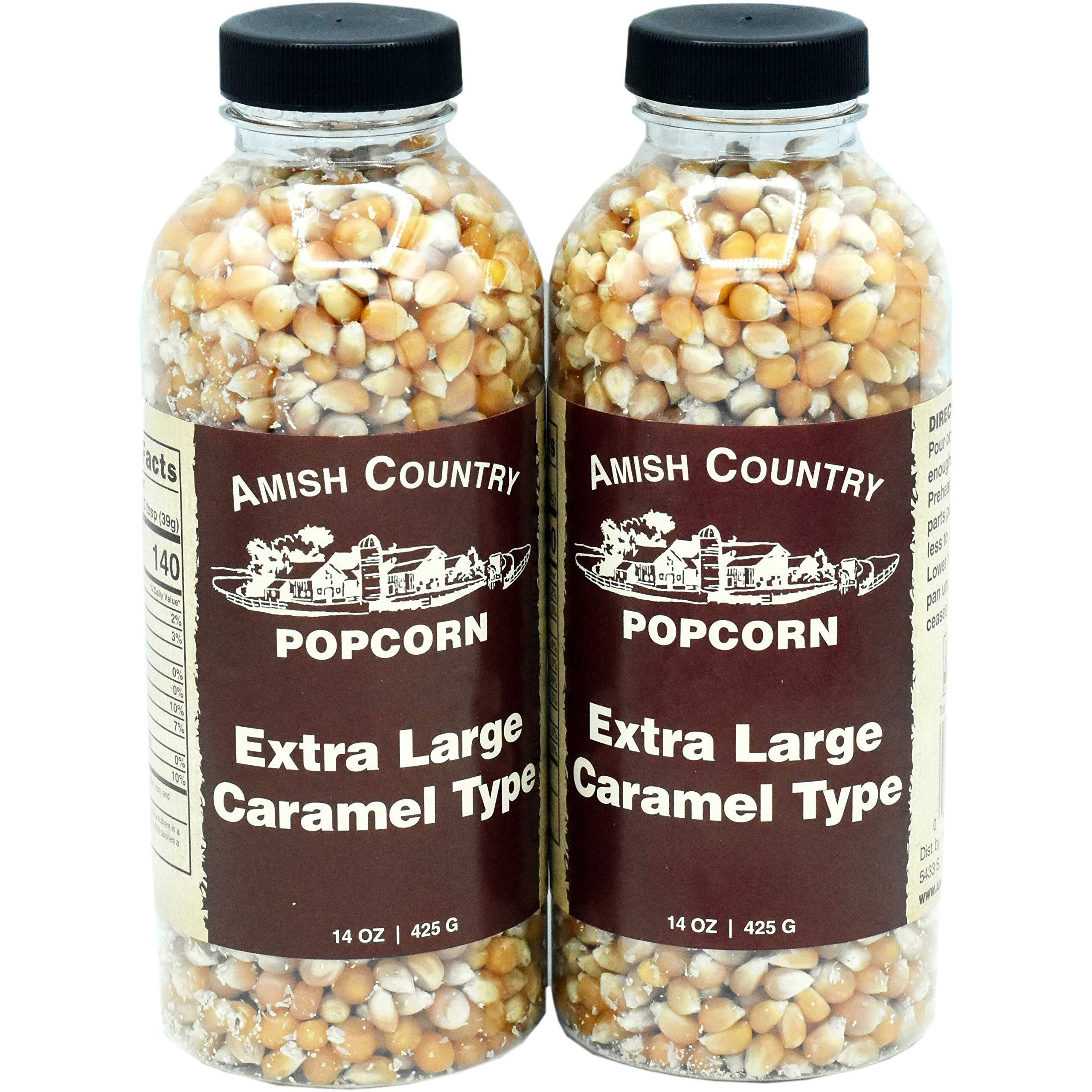 Amish Country Popcorn | 2-14 Oz Bottles | Extra Large Caramel Type Popcorn Kernels | Old Fashioned, Non-Gmo And Gluten Free (2-14 Oz Bottles)