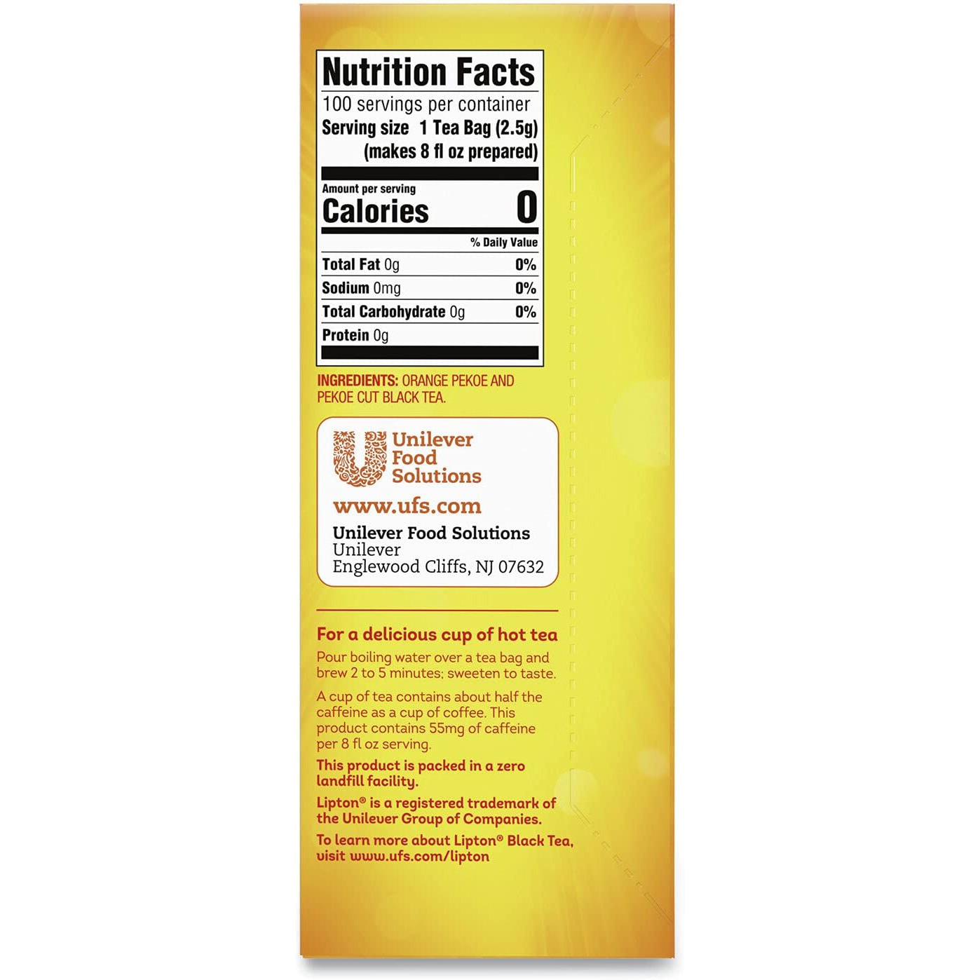 Lipton Black Tea, 100 Bags Per Box