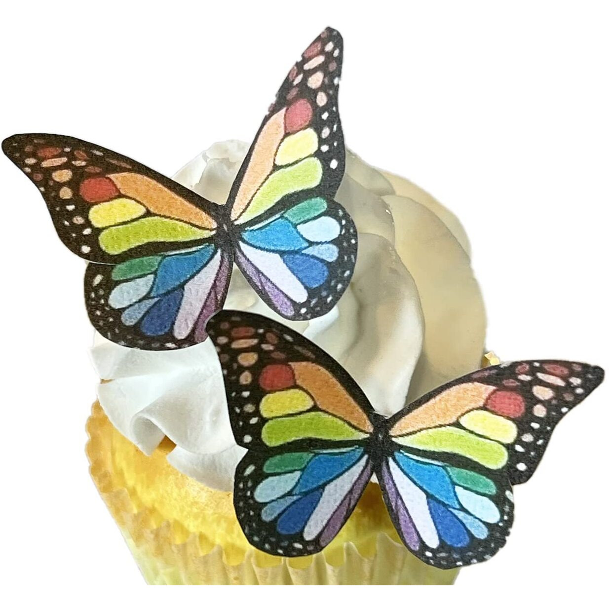 Sugar Robot Inc. Edible Butterflies Small Premium Crafted Made In The Usa Cake And Cupcake Toppers, Decoration (Rainbow Monarch)