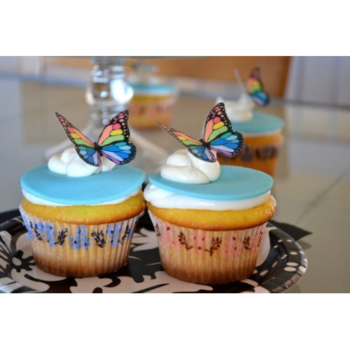 Sugar Robot Inc. Edible Butterflies Small Premium Crafted Made In The Usa Cake And Cupcake Toppers, Decoration (Rainbow Monarch)