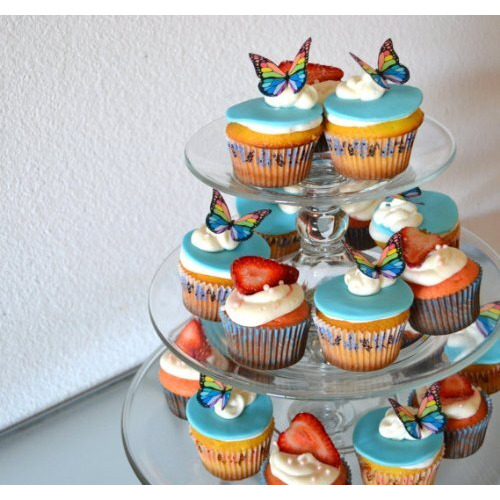 Sugar Robot Inc. Edible Butterflies Small Premium Crafted Made In The Usa Cake And Cupcake Toppers, Decoration (Rainbow Monarch)
