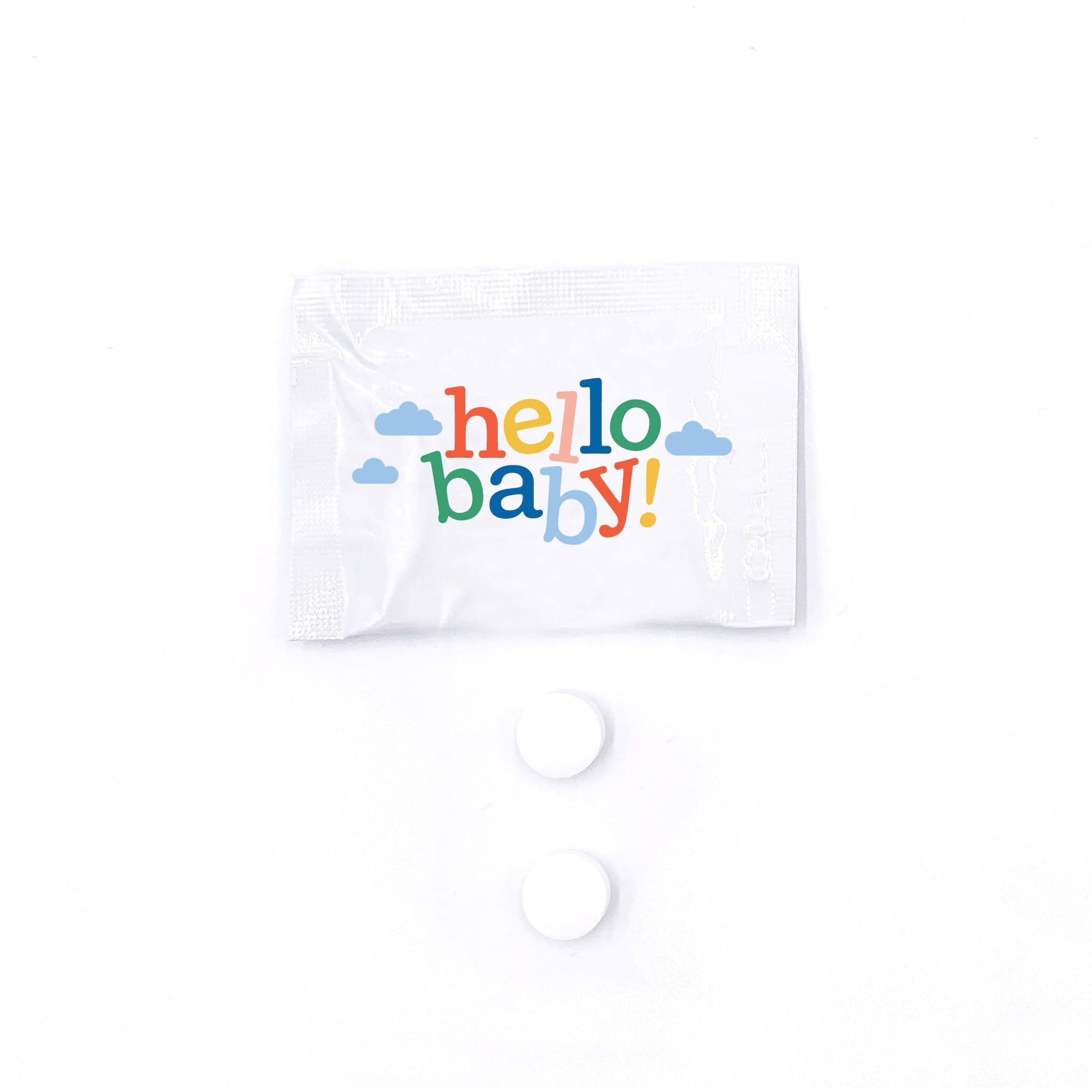 Simply Gum Individually Wrapped Mints | "&quotHello Baby"" | Baby Shower, Gender Reveal, Mint Favors | Peppermint | 50 Mint Pouches