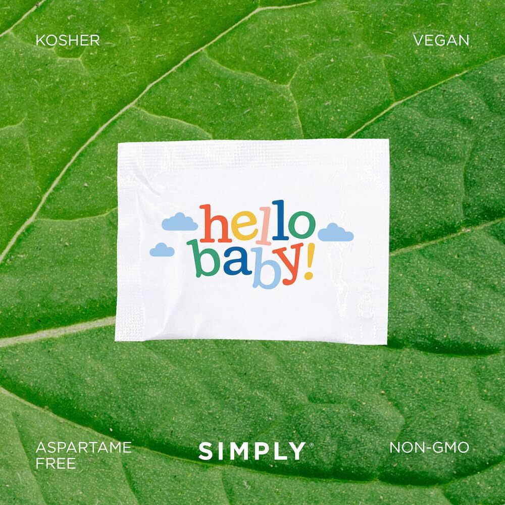 Simply Gum Individually Wrapped Mints | "&quotHello Baby"" | Baby Shower, Gender Reveal, Mint Favors | Peppermint | 50 Mint Pouches