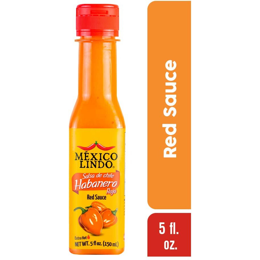 Mexico Lindo Red Habanero Hot Sauce | Real Red Habanero Chili Pepper | 78,200 Scoville Level | Enjoy With Mexican Food, Seafood & Pasta | 4.5 Fl Oz Bottle (Pack Of 2)