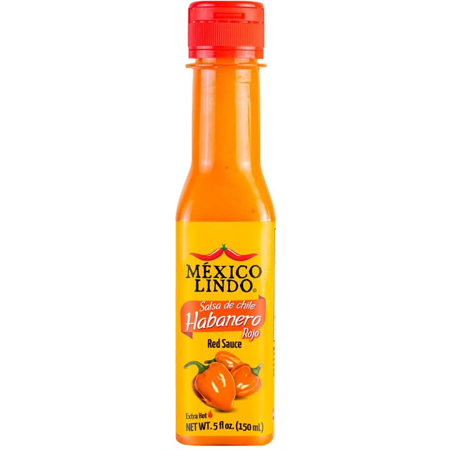 Mexico Lindo Red Habanero Hot Sauce | Real Red Habanero Chili Pepper | 78,200 Scoville Level | Enjoy With Mexican Food, Seafood & Pasta | 4.5 Fl Oz Bottle (Pack Of 2)