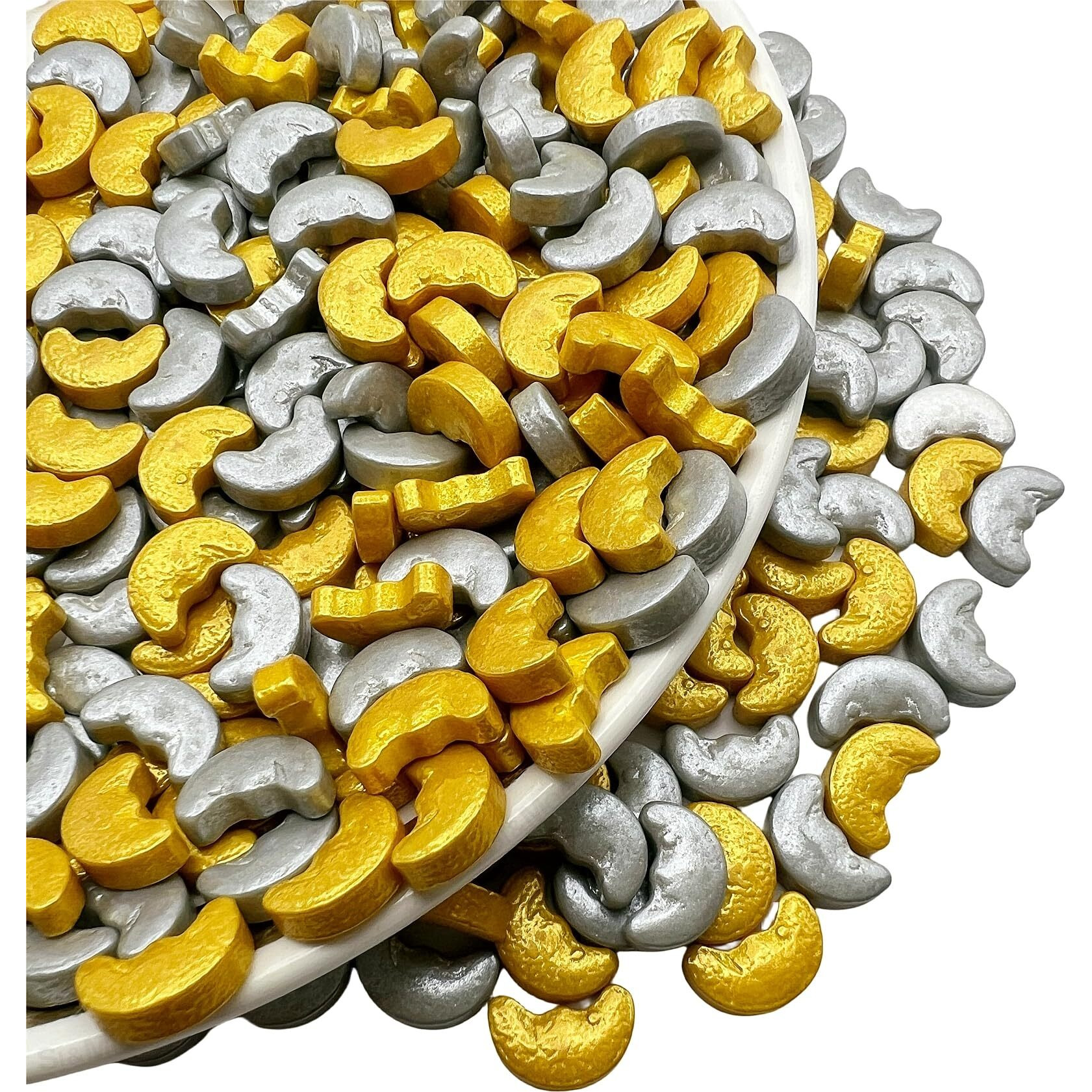Se Si&Moos Edible Moon Sprinkles Gold And Silver Sprinkles For Cake Decorating Moon Cupcake Sprinkles Silver And Gold Moon Sprinkles For Cake,Cupcake, Ice Cream,Donuts And Lollipops Toppers 3 Oz