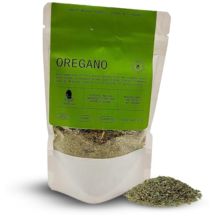 Quintal Mx Mexican Natural Oregano Leaves (2 Oz) - Dried Oregano Leaves For Mexican Cuisine & Spices - Mexican Seasoning Oregano Dried Leaves - Fresh And Fragrant - Rich Flavored For Mexican Recipe