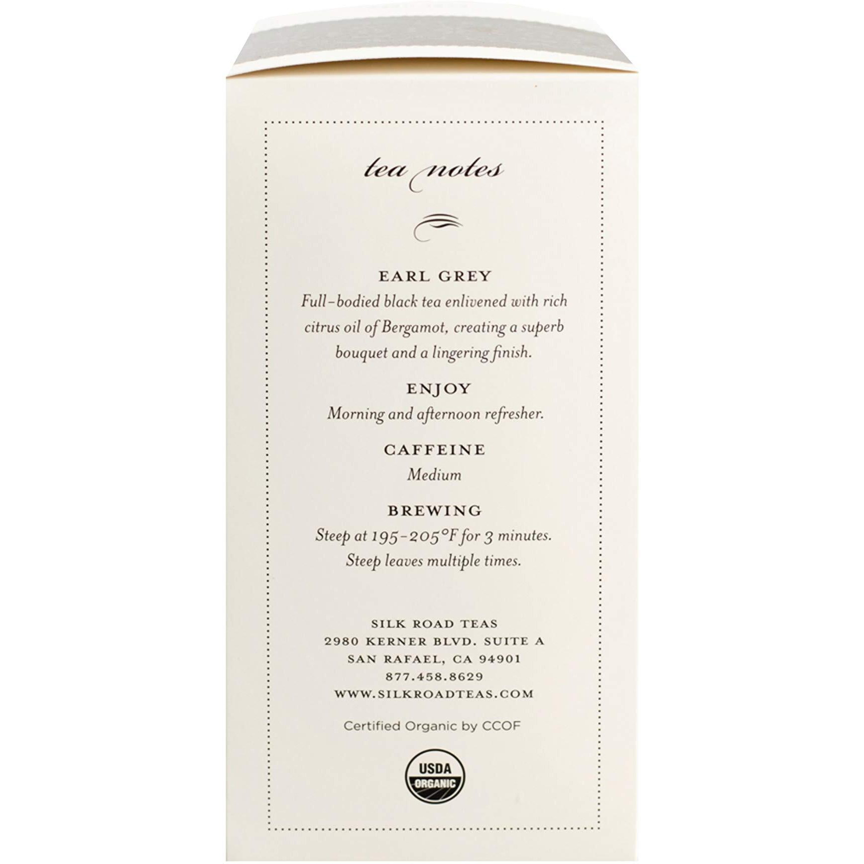 Silk Road Teas Organic Earl Grey Fair Trade Black Tea, Rich & Invigorating Flavors, 15 Non-Gmo Biodegradable Silk Tea Bags