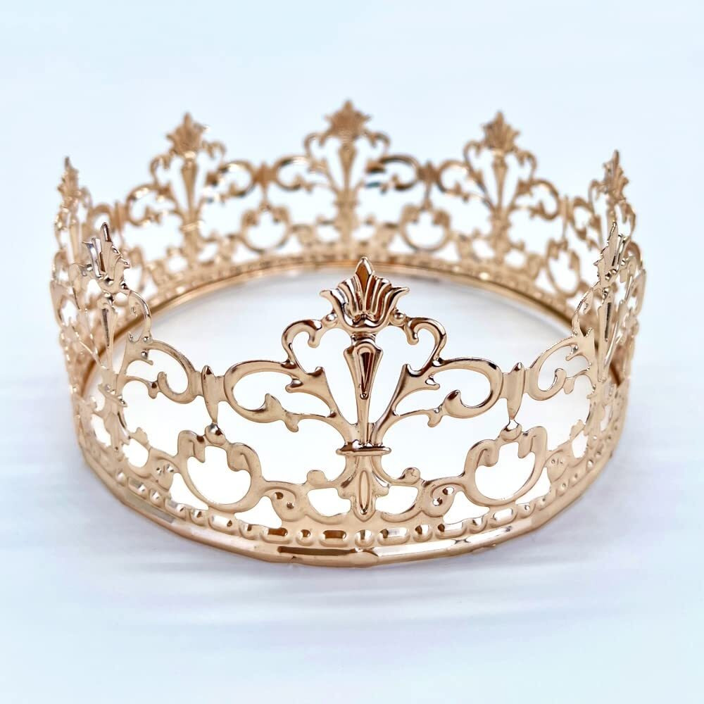 Vintage Princess Crown Cake Topper Decoration For Boys And Girls, Cake Decorations For Weddings Rose Gold