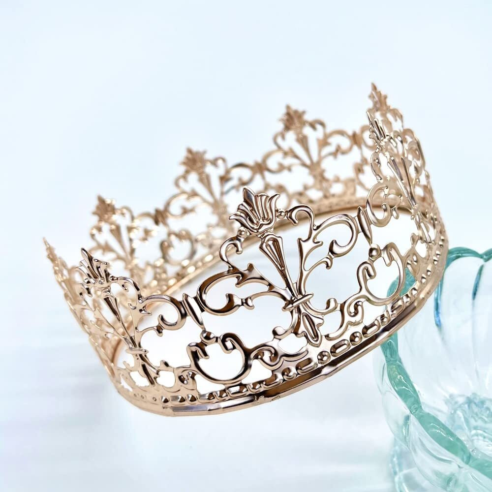 Vintage Princess Crown Cake Topper Decoration For Boys And Girls, Cake Decorations For Weddings Rose Gold