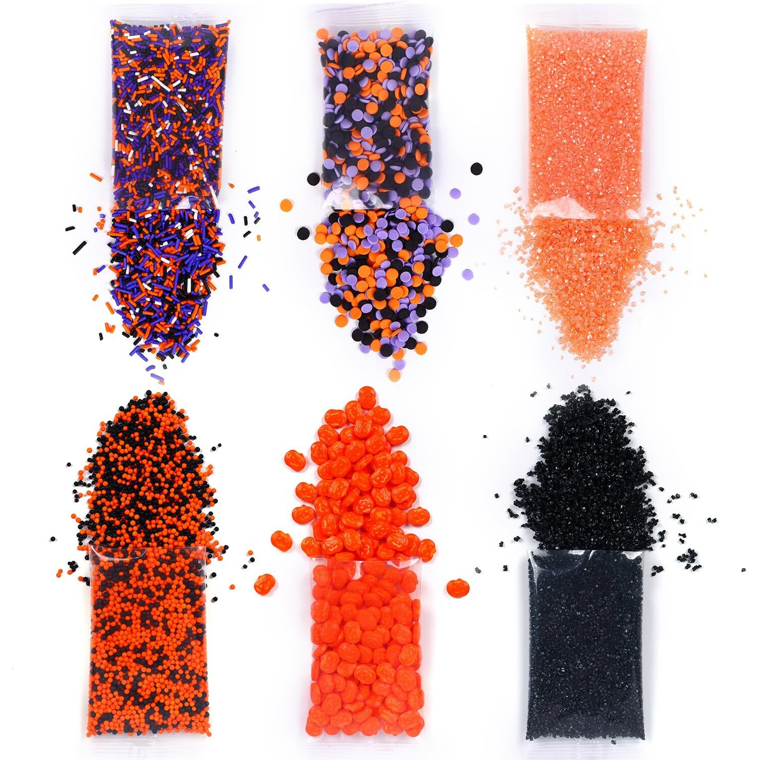 Halloween Sprinkles For Cake Decorating Edible Sprinkle Mix Pumpkin Jimmies Orange Sanding Sugar Cake Sprinkles For Baking Cupcake Cookies Ice Cream Topper Party 6.35 Ounces