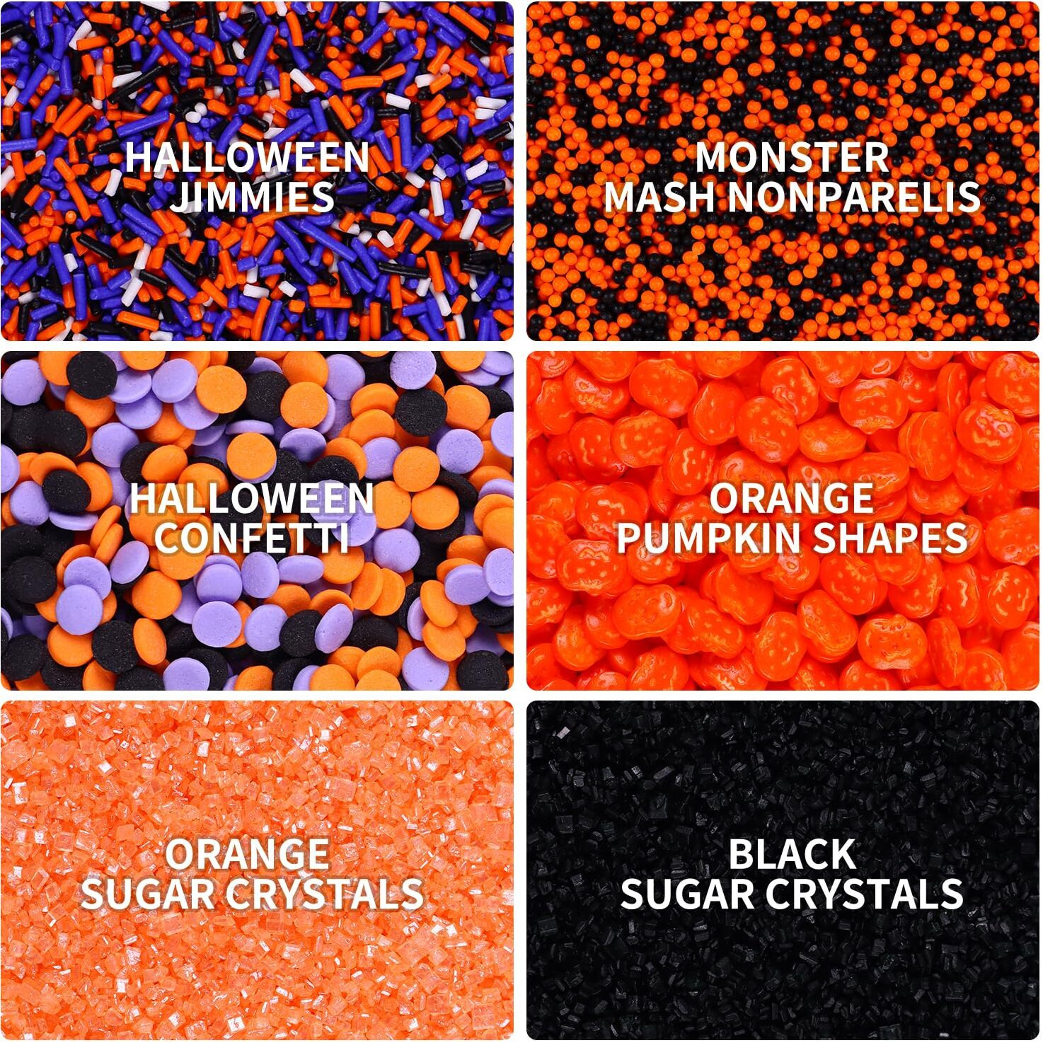 Halloween Sprinkles For Cake Decorating Edible Sprinkle Mix Pumpkin Jimmies Orange Sanding Sugar Cake Sprinkles For Baking Cupcake Cookies Ice Cream Topper Party 6.35 Ounces