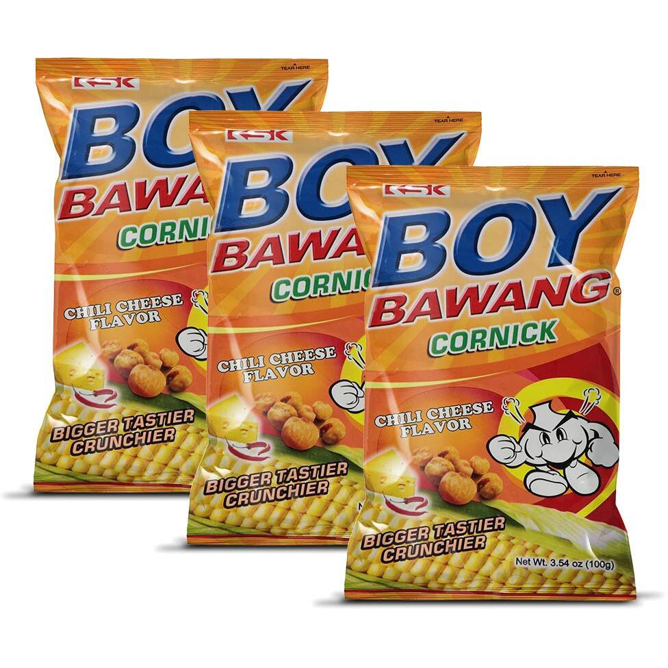 Boy Bawang Cornick, Chili Cheese - Crispy Tasty & Gluten-Free Corn Nuts 3.54 Ounces (100G), 3 Pack