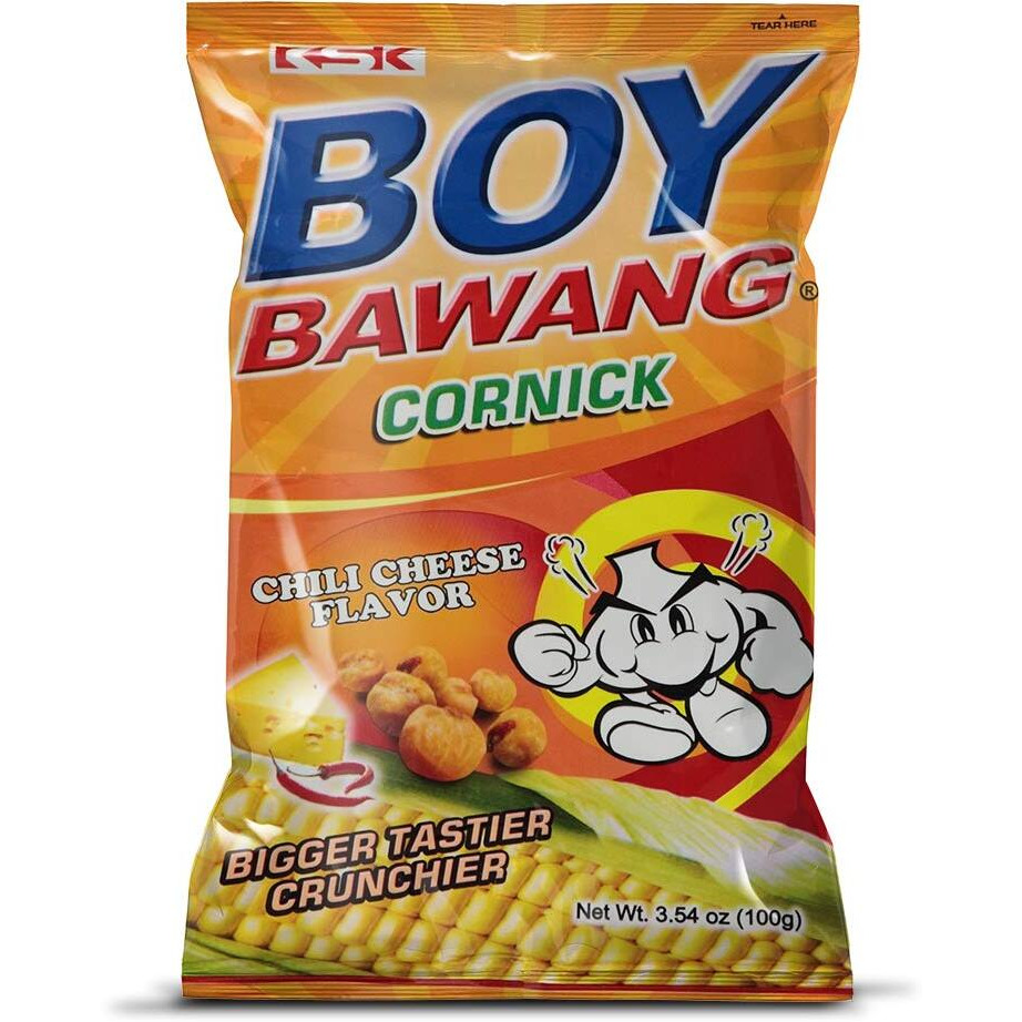 Boy Bawang Cornick, Chili Cheese - Crispy Tasty & Gluten-Free Corn Nuts 3.54 Ounces (100G), 3 Pack