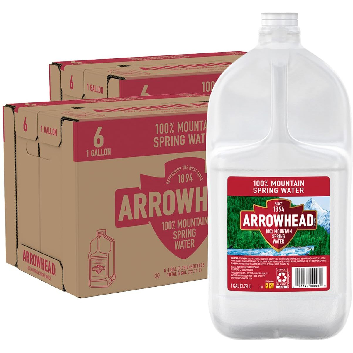 Arrowhead Spring Water Case Bundles (1 Gallon Case Of 6 - 2 Cases) 128 Fl Oz (Pack Of 12)