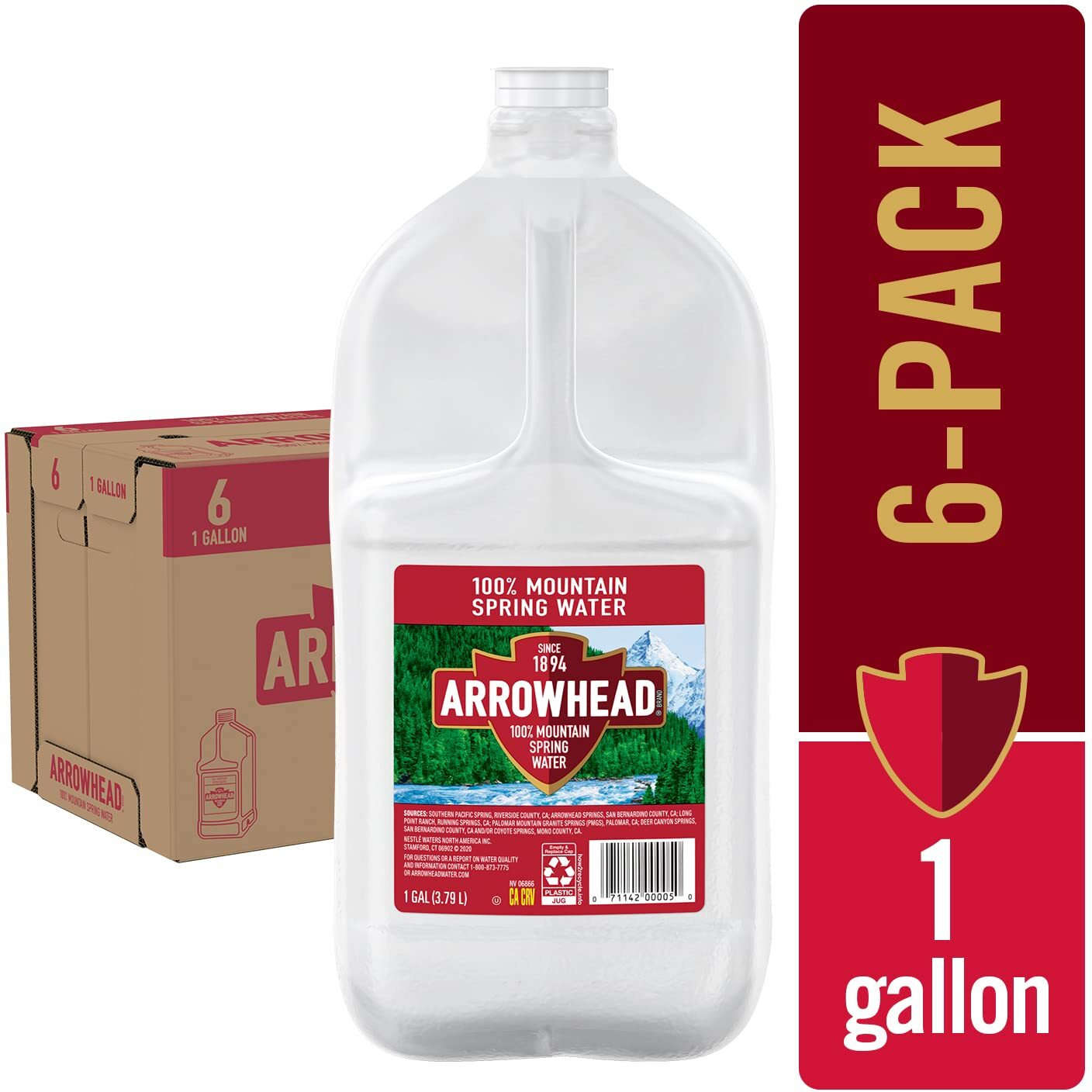 Arrowhead Spring Water Case Bundles (1 Gallon Case Of 6 - 2 Cases) 128 Fl Oz (Pack Of 12)