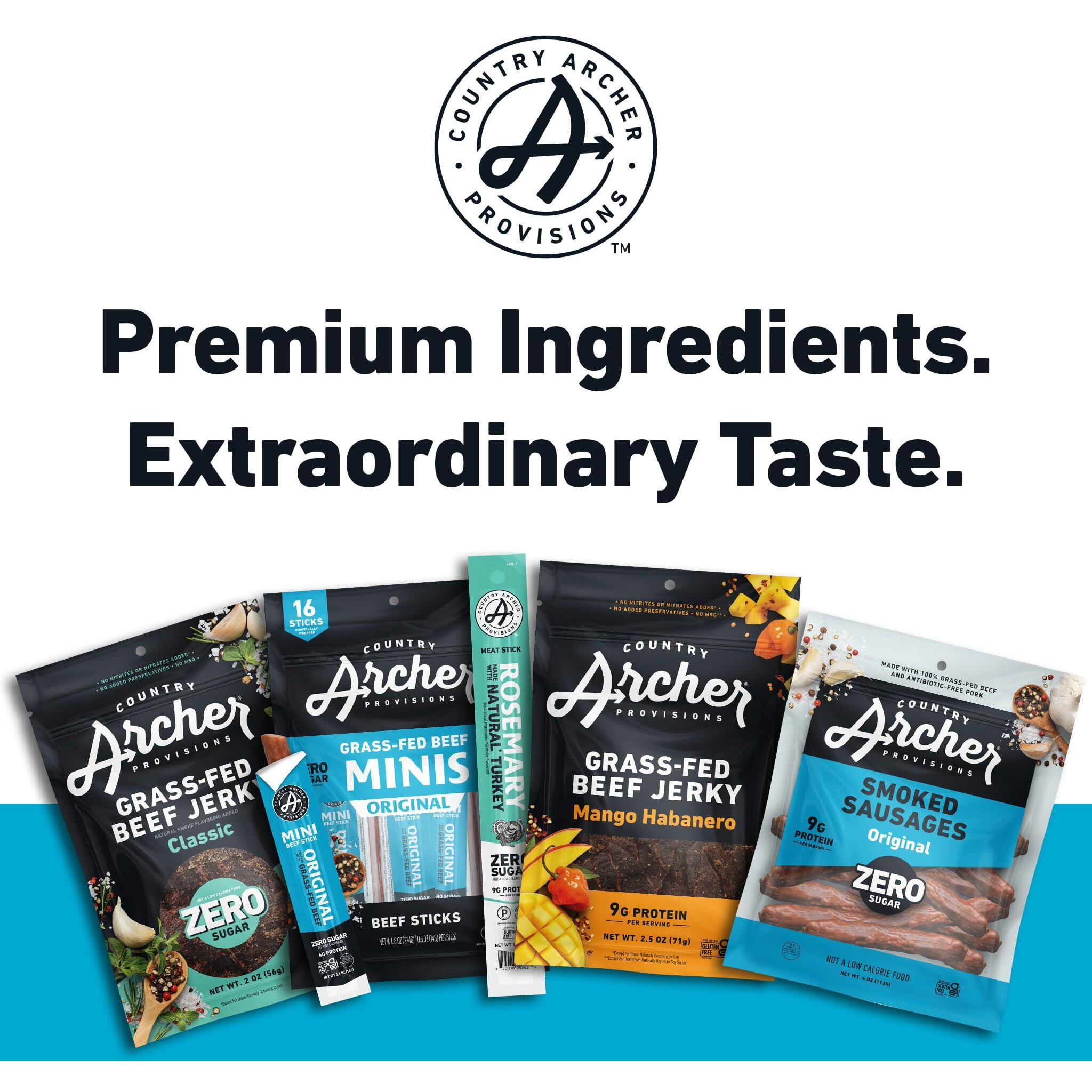 Country Archer Mini Turkey Jerky Sticks - All Natural Turkey Sticks, Protein Snack, Turkey Jerky Sticks For People, Turkey Snack, Meat Sticks, Gluten Free, Keto, Rosemary Flavor - 0.5 Oz (Pack Of 36)