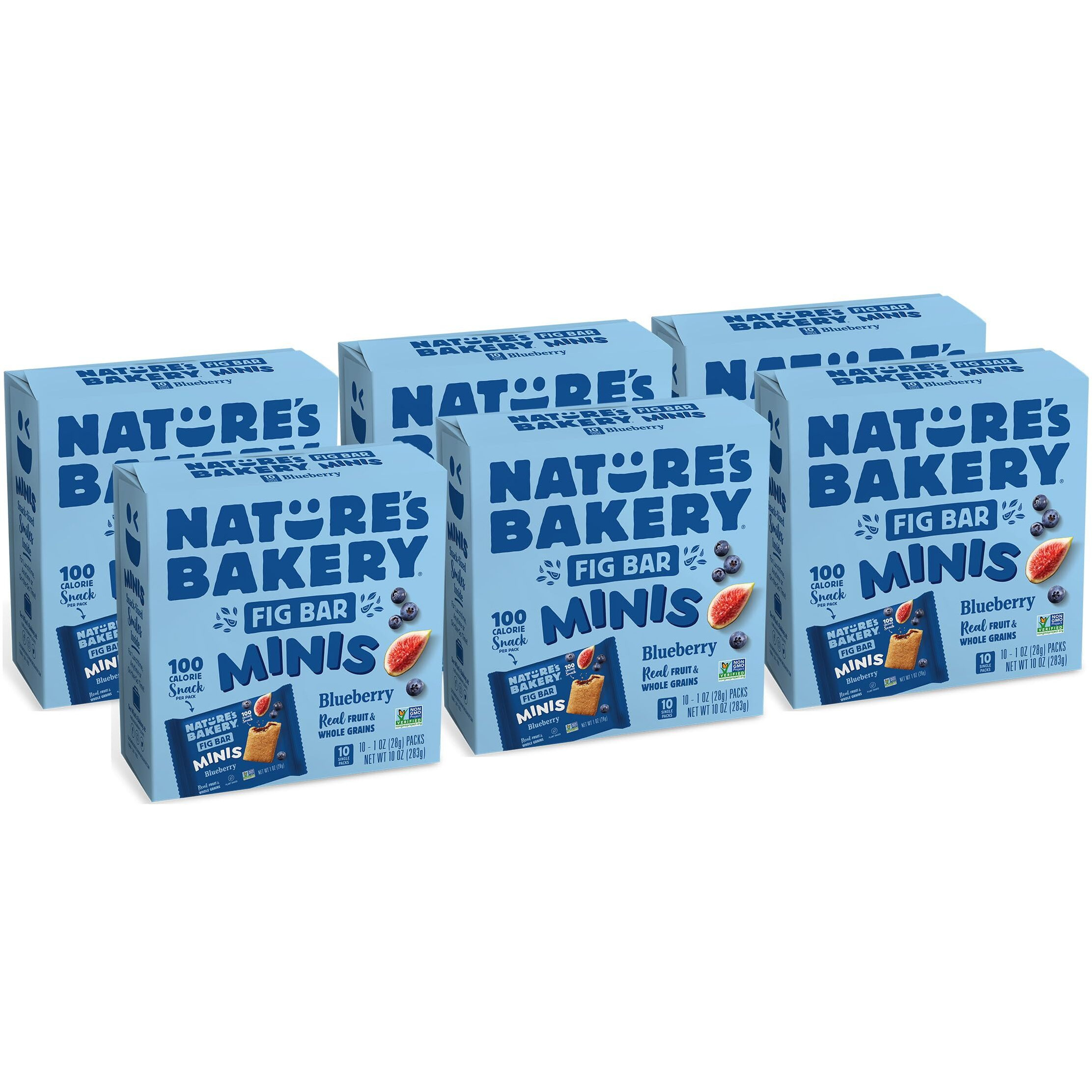 Nature's Bakery Fig Bar Minis, Blueberry, Whole Grain, Vegan Friendly, Kosher, Non-Gmo, 10 Ounce (Pack Of 6)