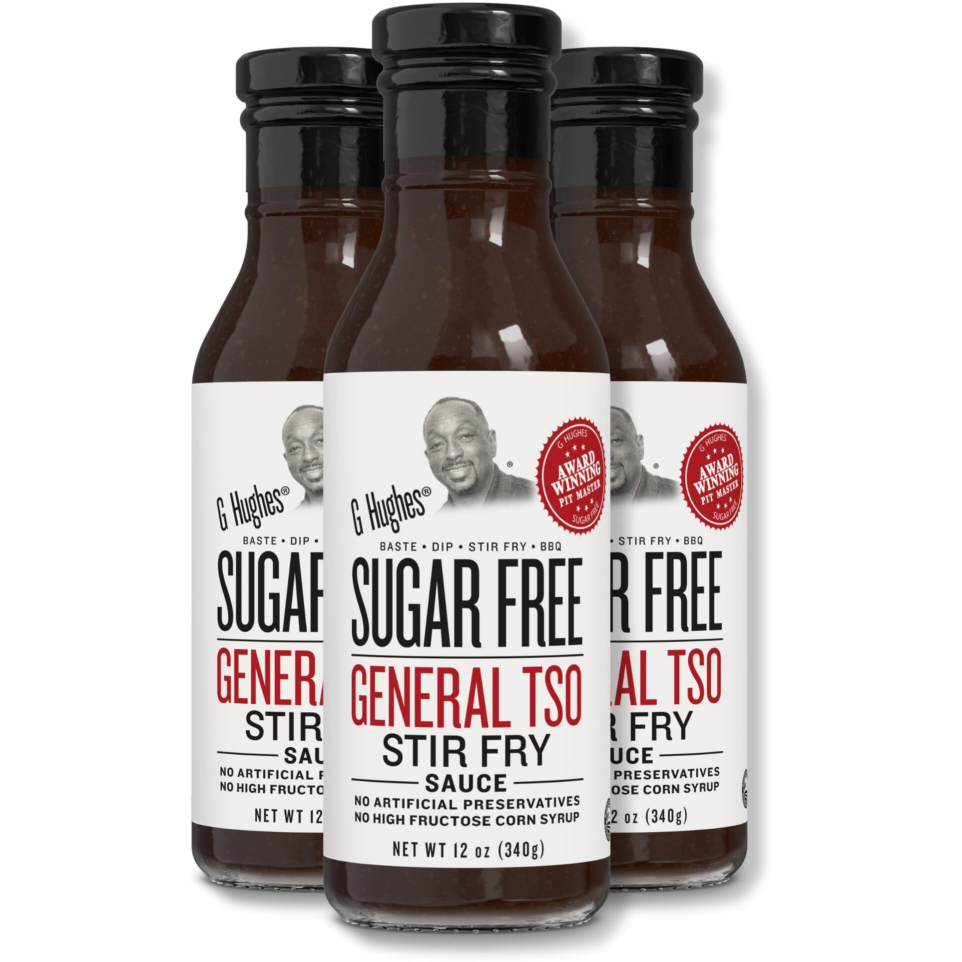 G Hughes Sugar Free, General Tso Sauce - Stir Fry Sauce, Gluten Free, No High Fructose, No Artificial Preservatives - 12 Oz (3-Pack)