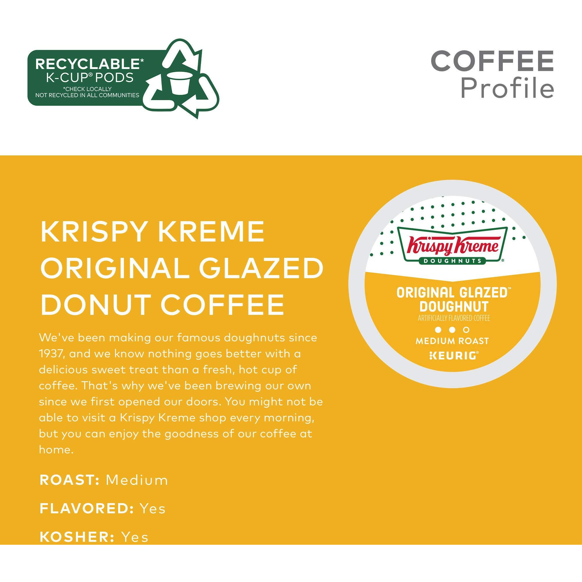 Krispy Kreme Doughnuts, Original Glazed Doughnut, Keurig Single Serve K-Cup Pods, Medium Roast Coffee, 96 Count (4 Packs Of 24)
