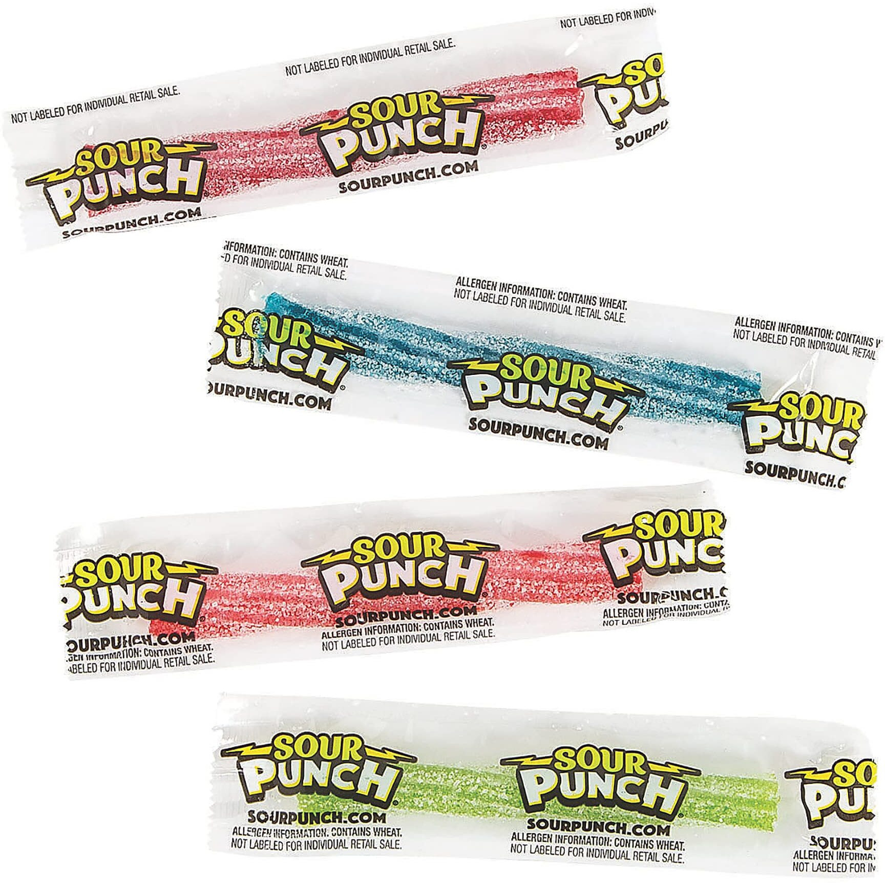 Sour Punch Twists Straw Twists Bulk Pack | 200 Individually Wrapped Candy Sticks In Reusable Plastic Tub | Chewy Sour Candy Variety Pack In 4 Assorted Flavors, Assorted,Blue