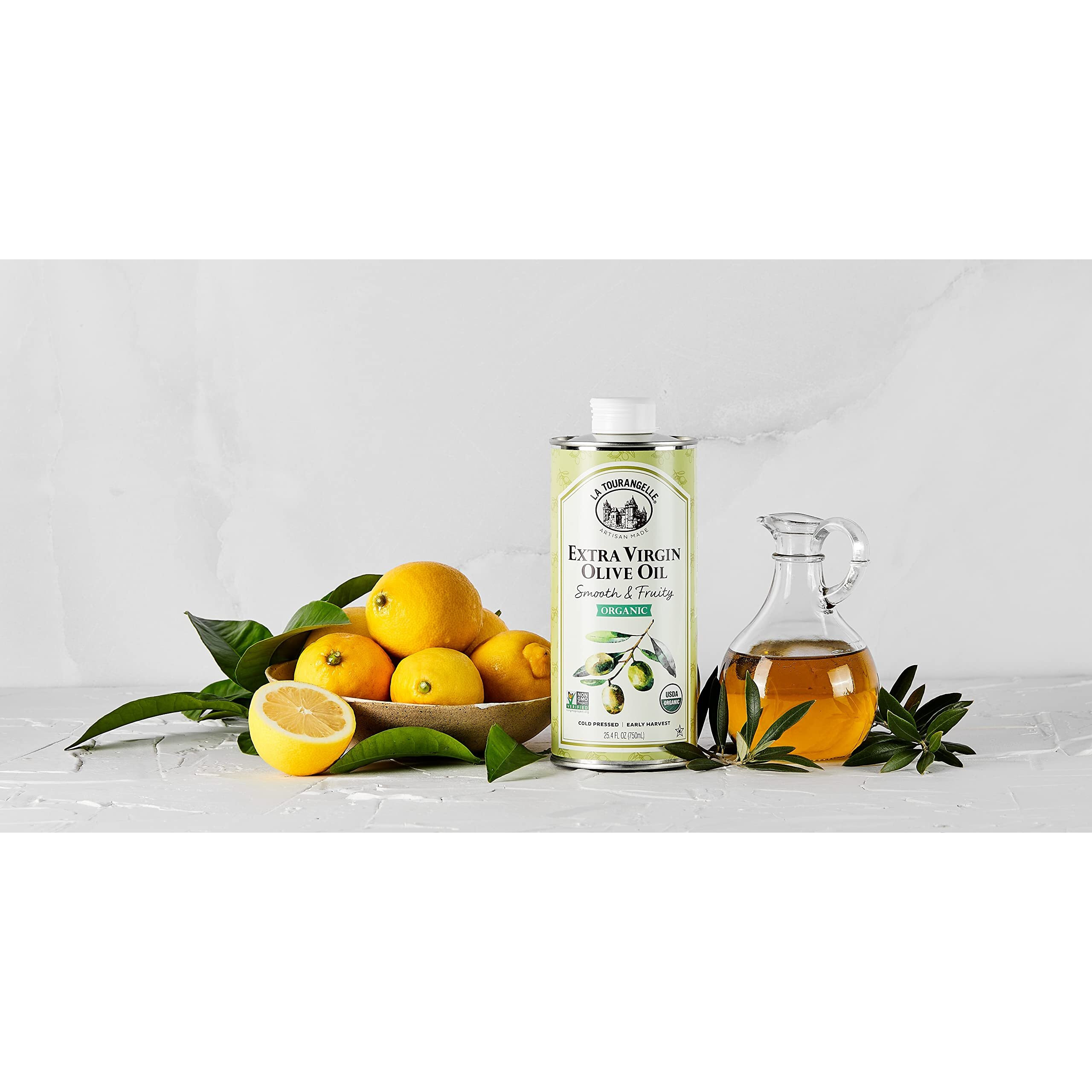 La Tourangelle, Organic Extra Virgin Olive Oil, Cold-Pressed, Smooth & Fruity, Early Harvest For High Antioxidants From Spain, 25.4 Fl Oz