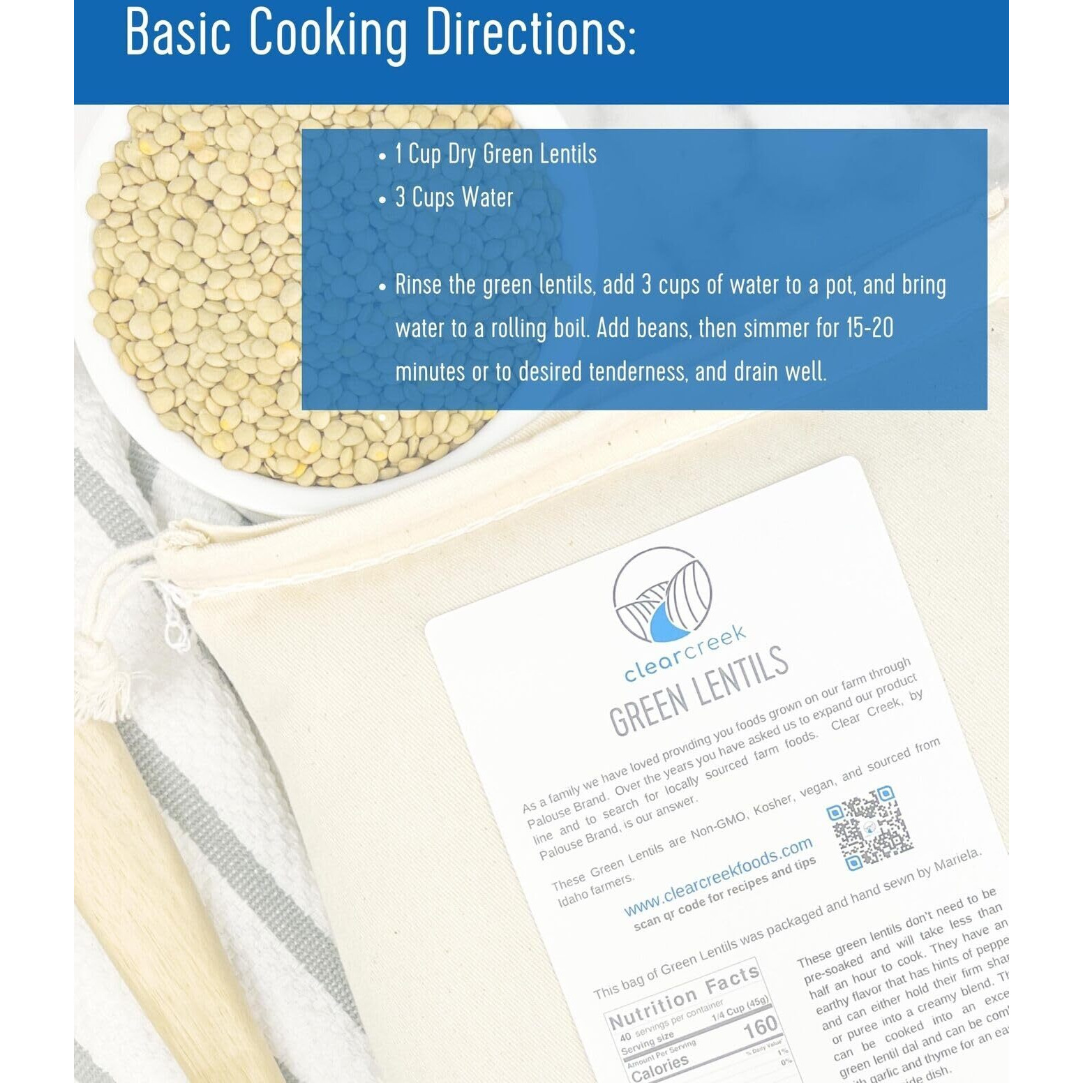 Grown In Montana Green Lentils | 25 Lbs | Non-Gmo | Kosher | Vegan | Non-Irradiated