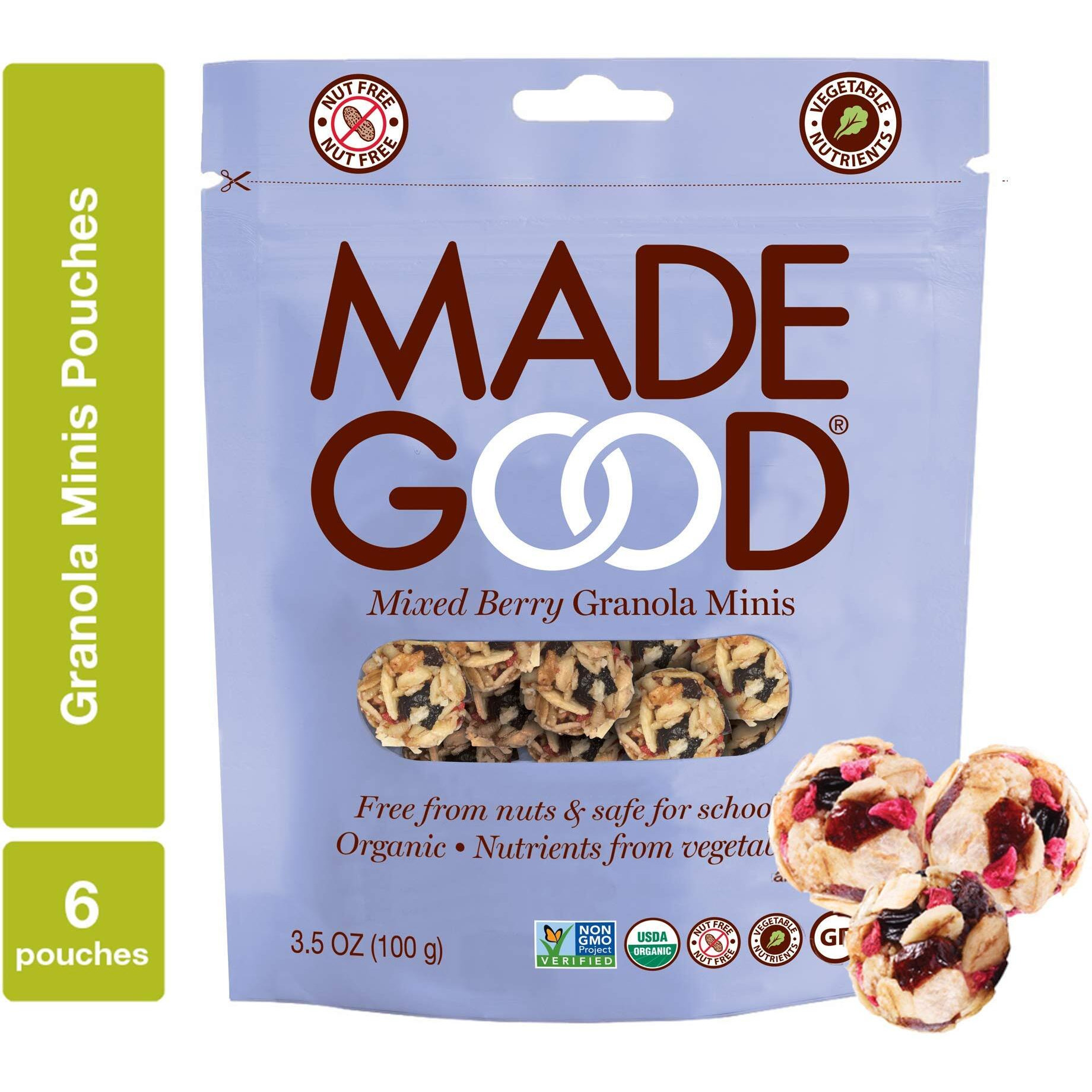 Madegood Mixed Berry Granola Minis, Usda Certified Organic, Gluten Free & Non-Gmo, 3.5 Oz (Pack Of 6)