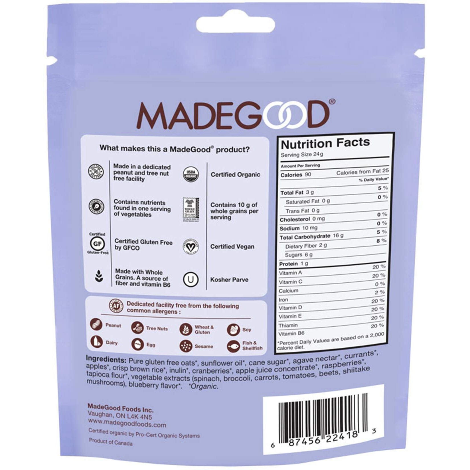 Madegood Mixed Berry Granola Minis, Usda Certified Organic, Gluten Free & Non-Gmo, 3.5 Oz (Pack Of 6)