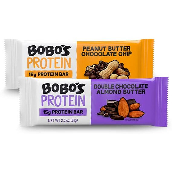 Bobo's Protein Bar Variety Pack, Chocolate Chip Peanut Butter (6 Bars) And Double Chocolate Almond Butter (6 Bars)