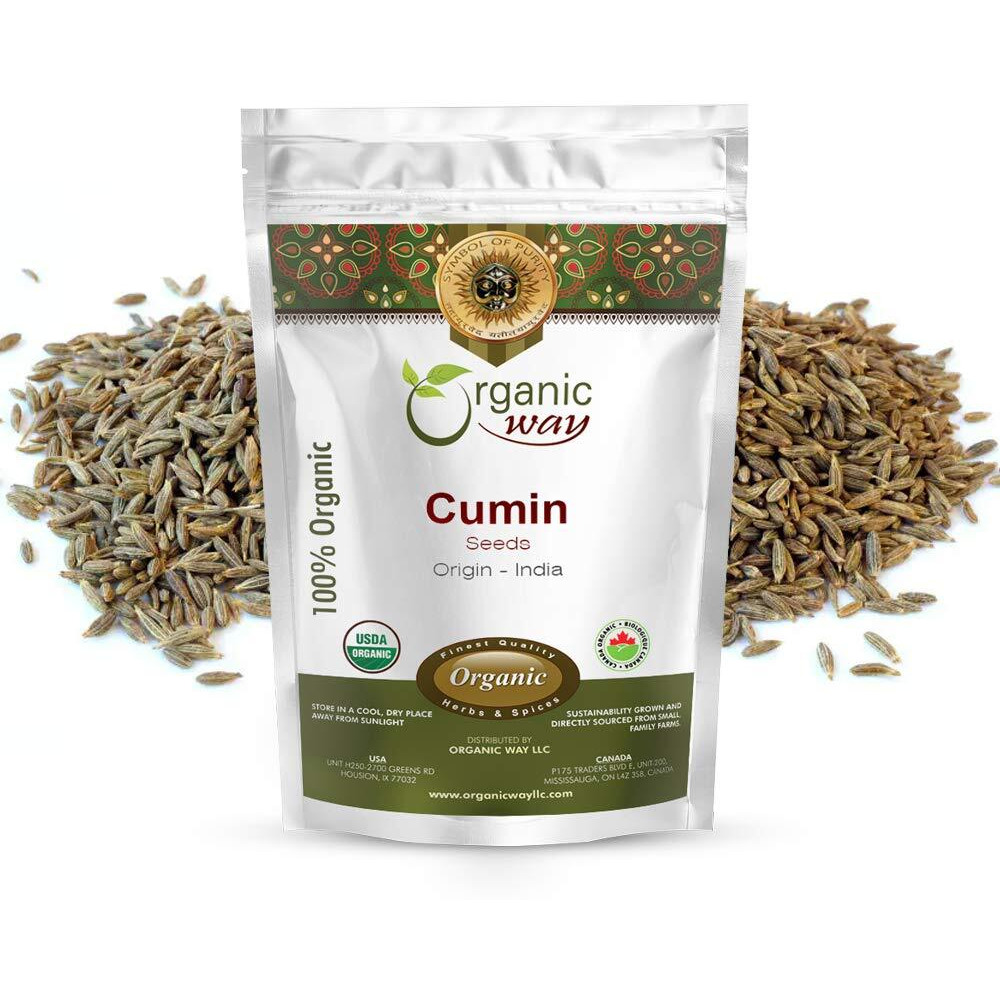 Organic Way Premium Cumin/Jeera Seeds Whole (Cuminum Cyminum) - Adds Flavour & Aroma | Organic & Kosher Certified | Raw, Vegan, Non Gmo & Gluten Free | Usda Certified | Origin - India (1 Lbs)